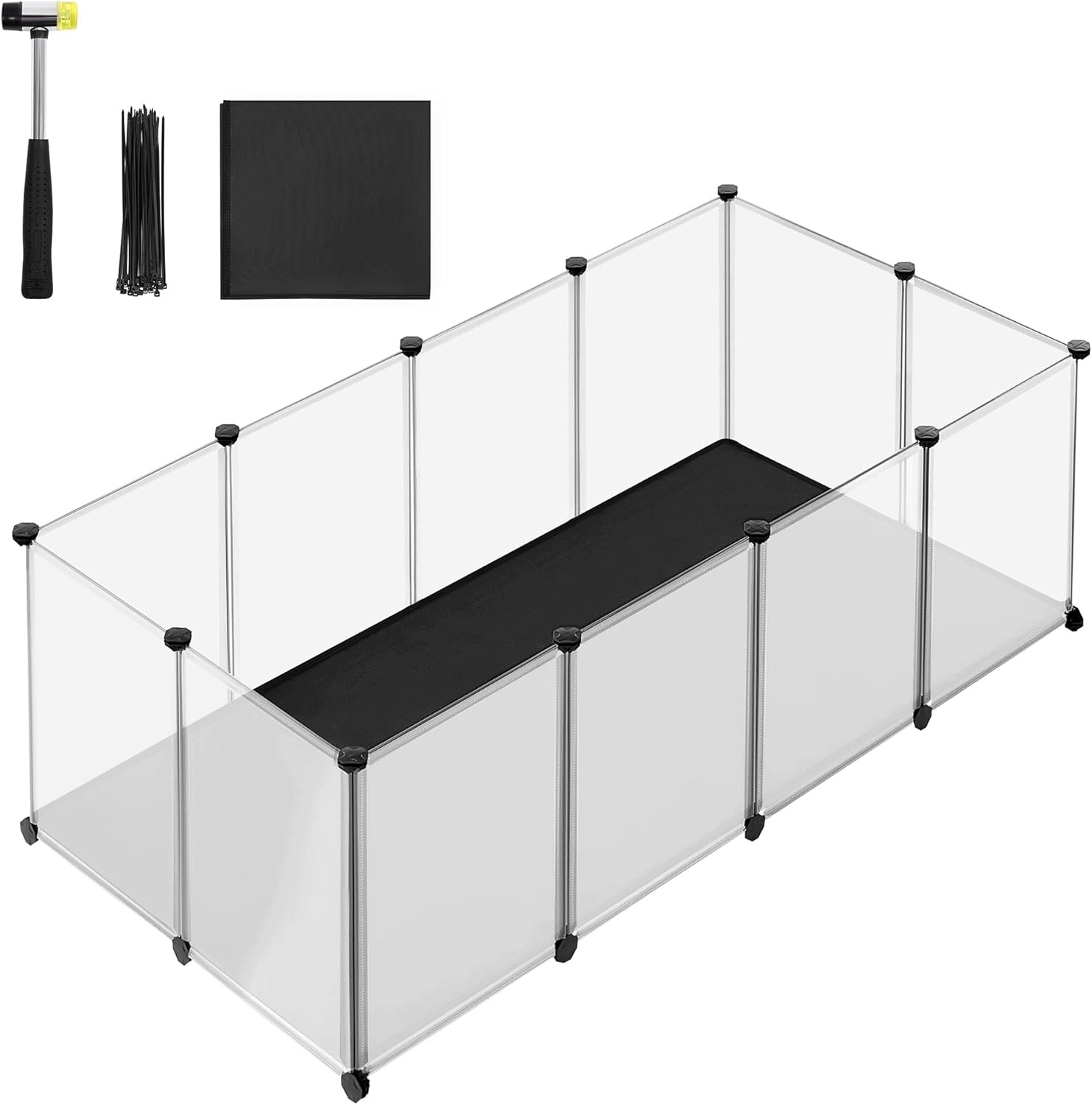 Songmics Ohrádka Pro Zvířata 143X73X46 CM Pannele Voděodolné Bílé
