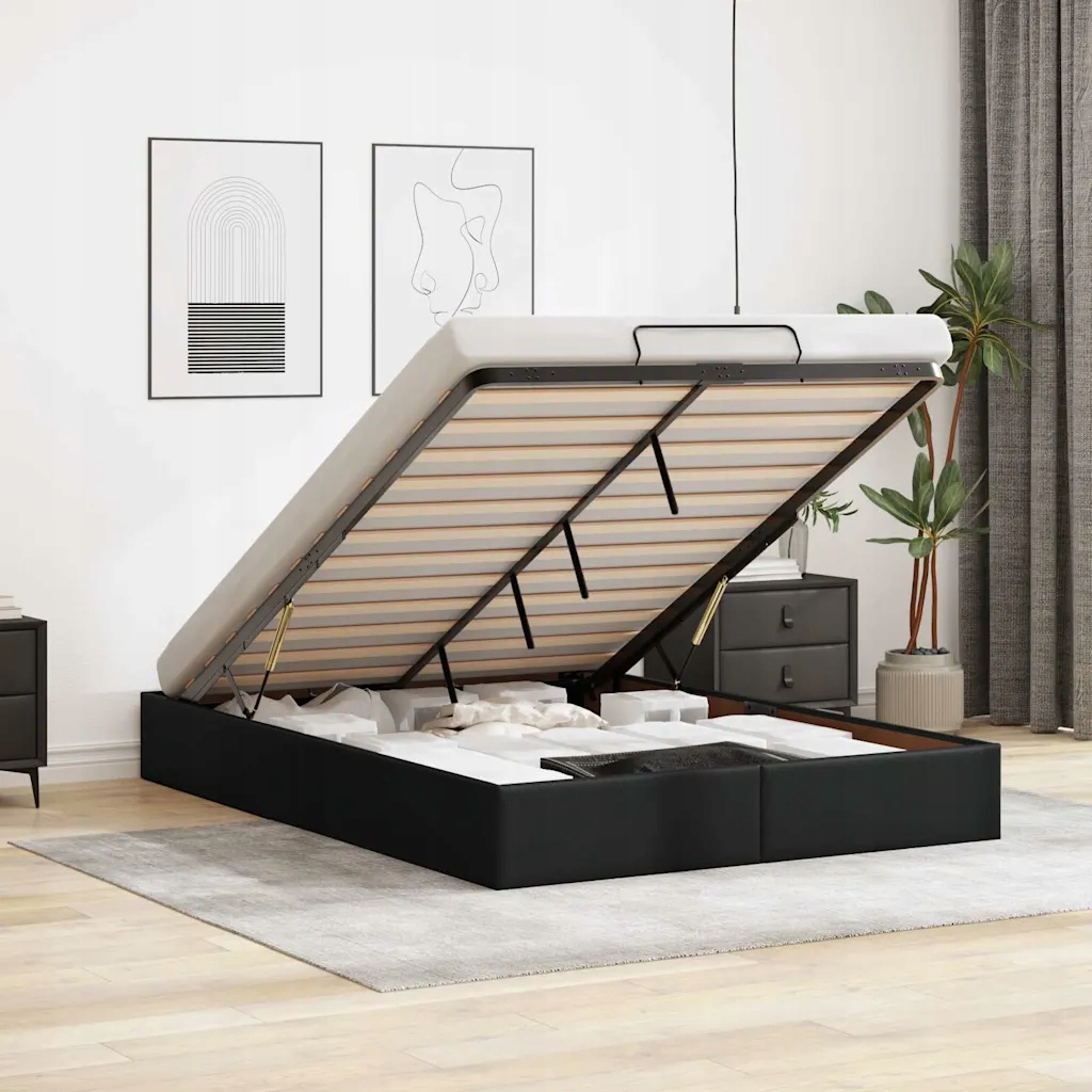 Osmanský rám postele bez matrace černá 140x190 cm umělá kůže Černý 3310799