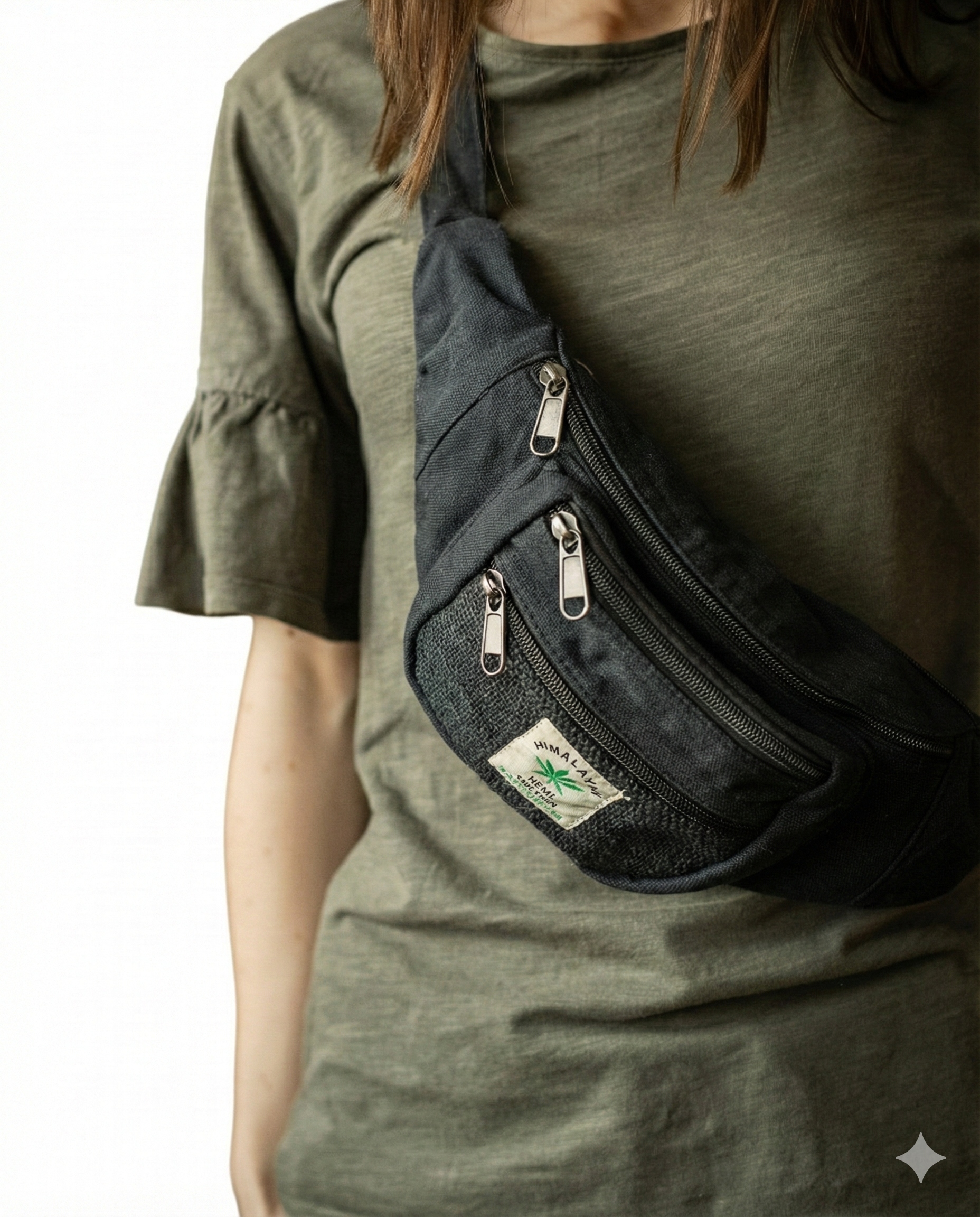 Černá ledvinka Himalayan Hemp handmade brašna ledvinka hippie etno