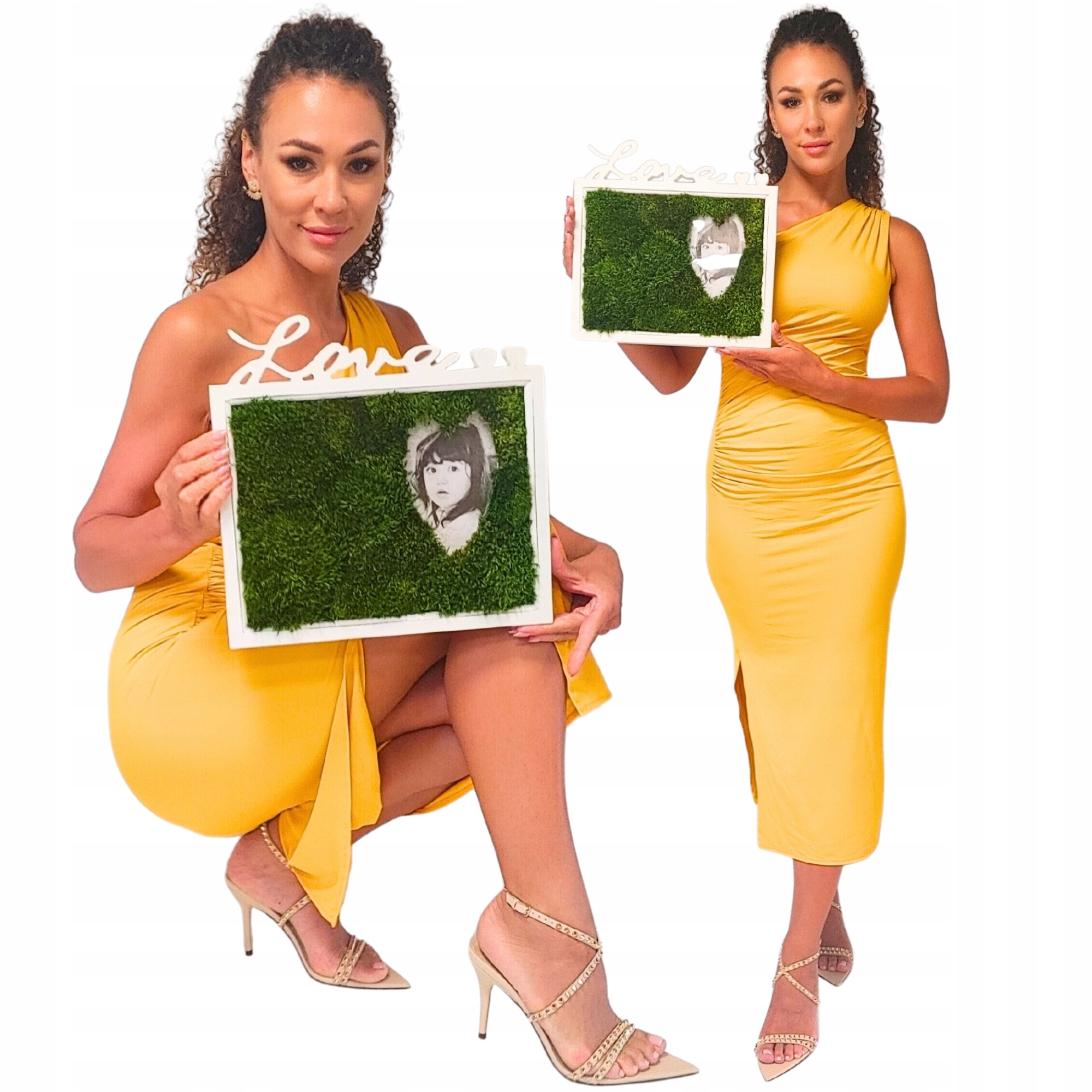 Dřevěný Rámeček na fotografie Mech Chrobotek Obraz z mechu Love Velký Živý Rámeček