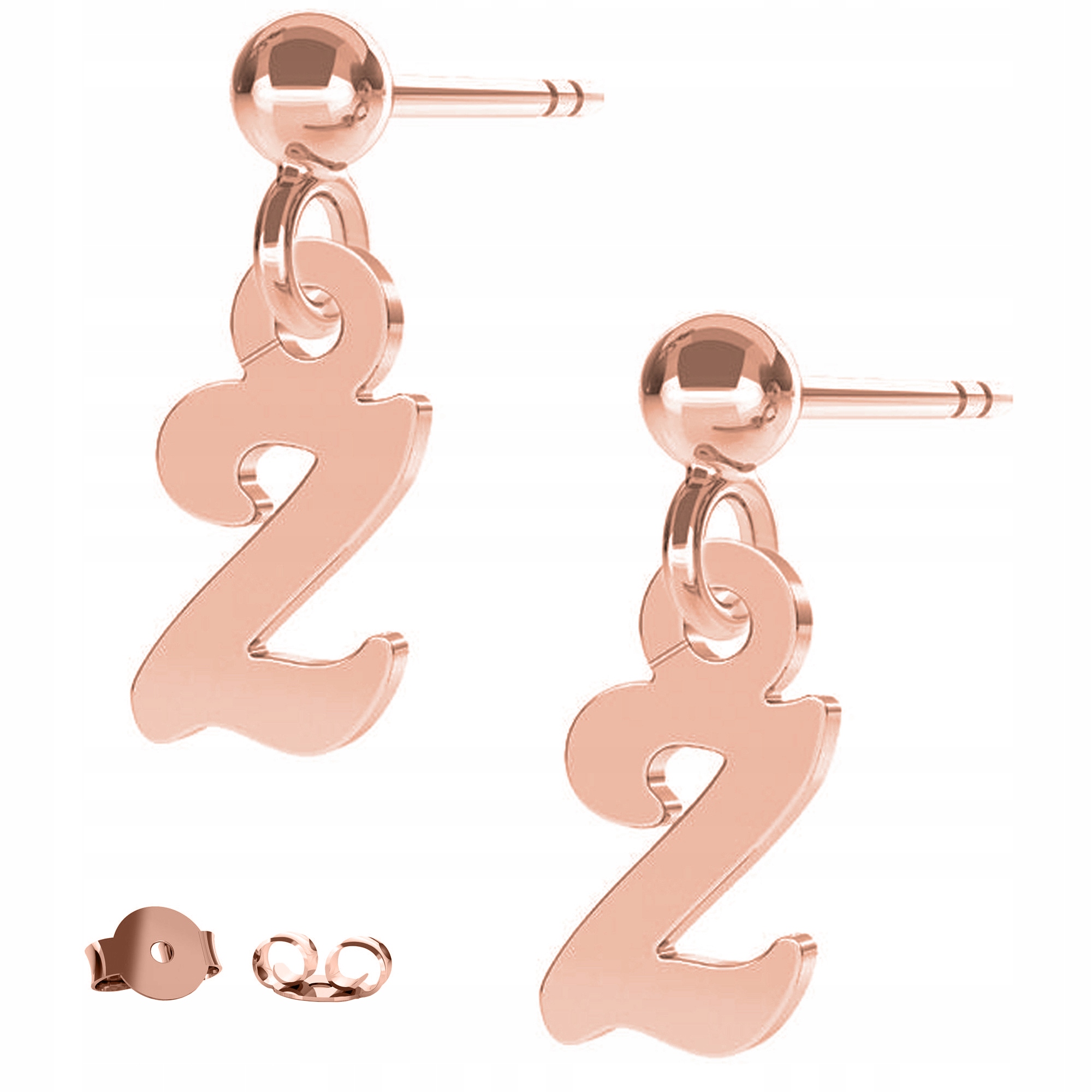 Náušnice Malé písmeno Z růžové zlato 925