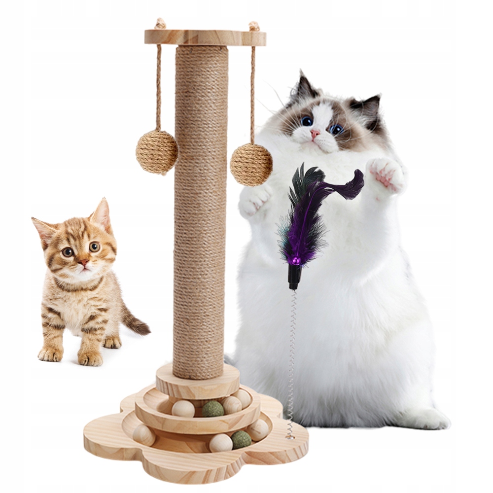 Levně Škrabadlo Pro Kočky Hračky Pro Kočky Výška Sisalové Vlákno Masivní Dřevo
