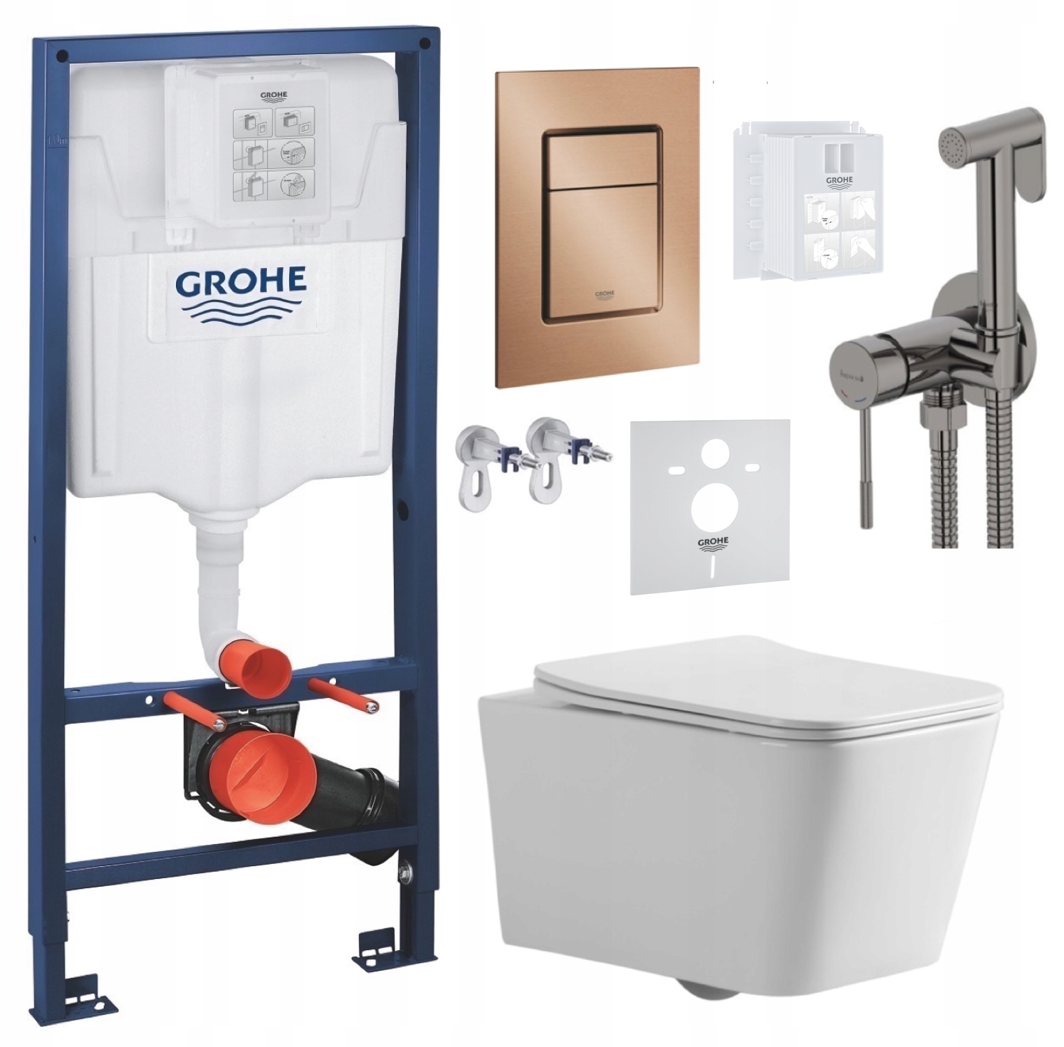 7v1 Wc Sada Stelaz Grohe Wc Miska Tornado Tlačidlo batéria grafit
