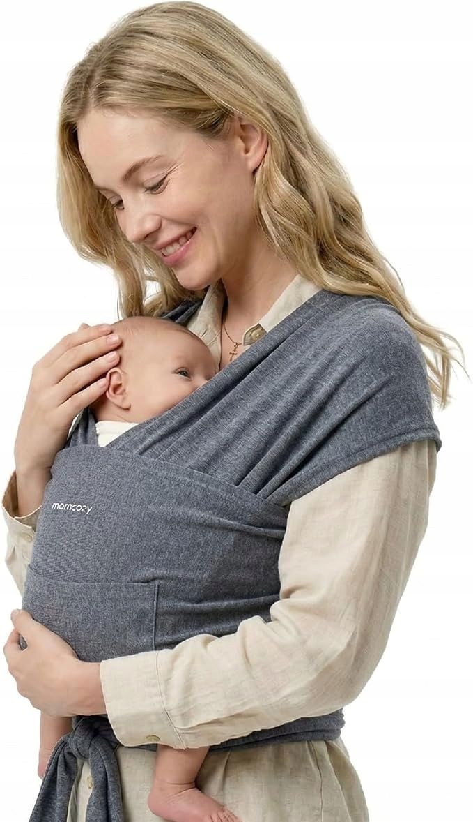 Momcozy nosidełko chusta do noszenia dzieci 3,6-15kg szara łatwa w noszeniu