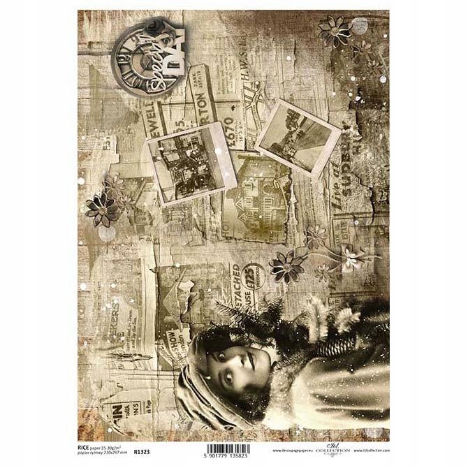 Papier Ryżowy do decoupage A4 Sepia gazety zdjęcia