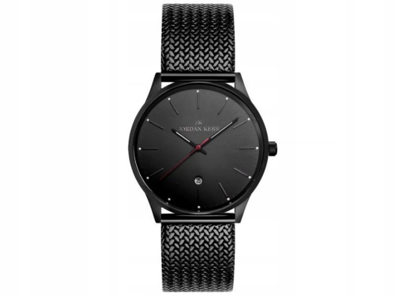 Černé hodinky pro muže na náramku z oceli s meshovým vzorem