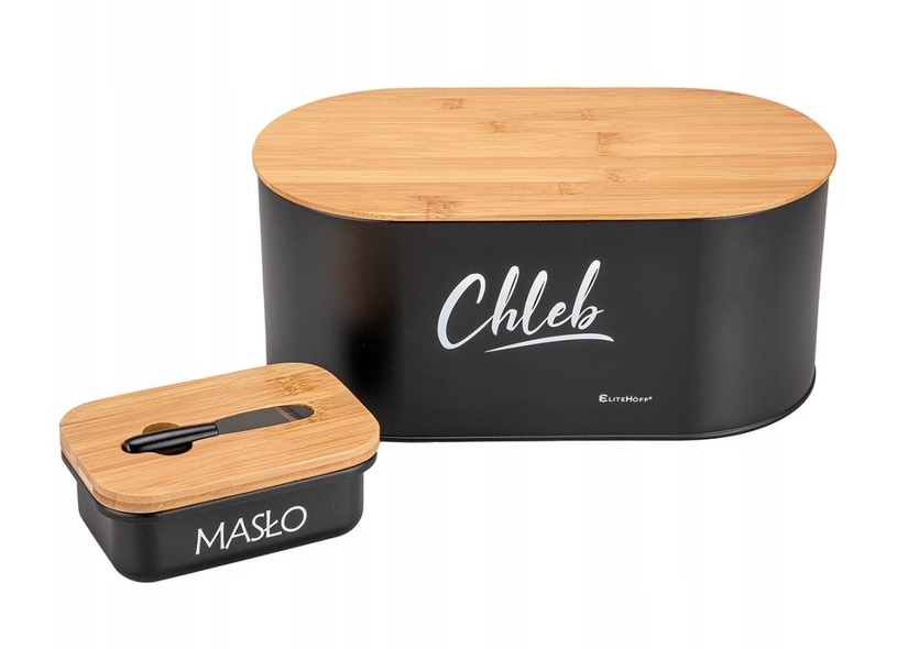 CHLEBAK POJEMNIK Z MASELNICZKĄ DESKA BAMBUS E-6021 Kod producenta E-6021