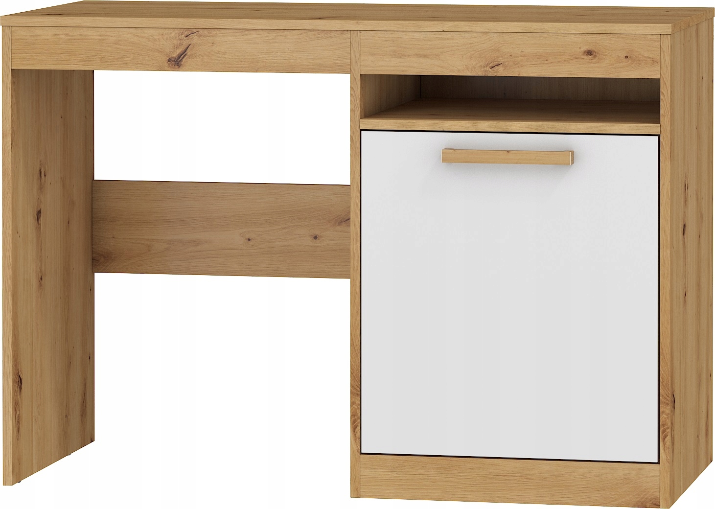 meble EMAX 02 biurko 1D dąb artisan / biały połysk