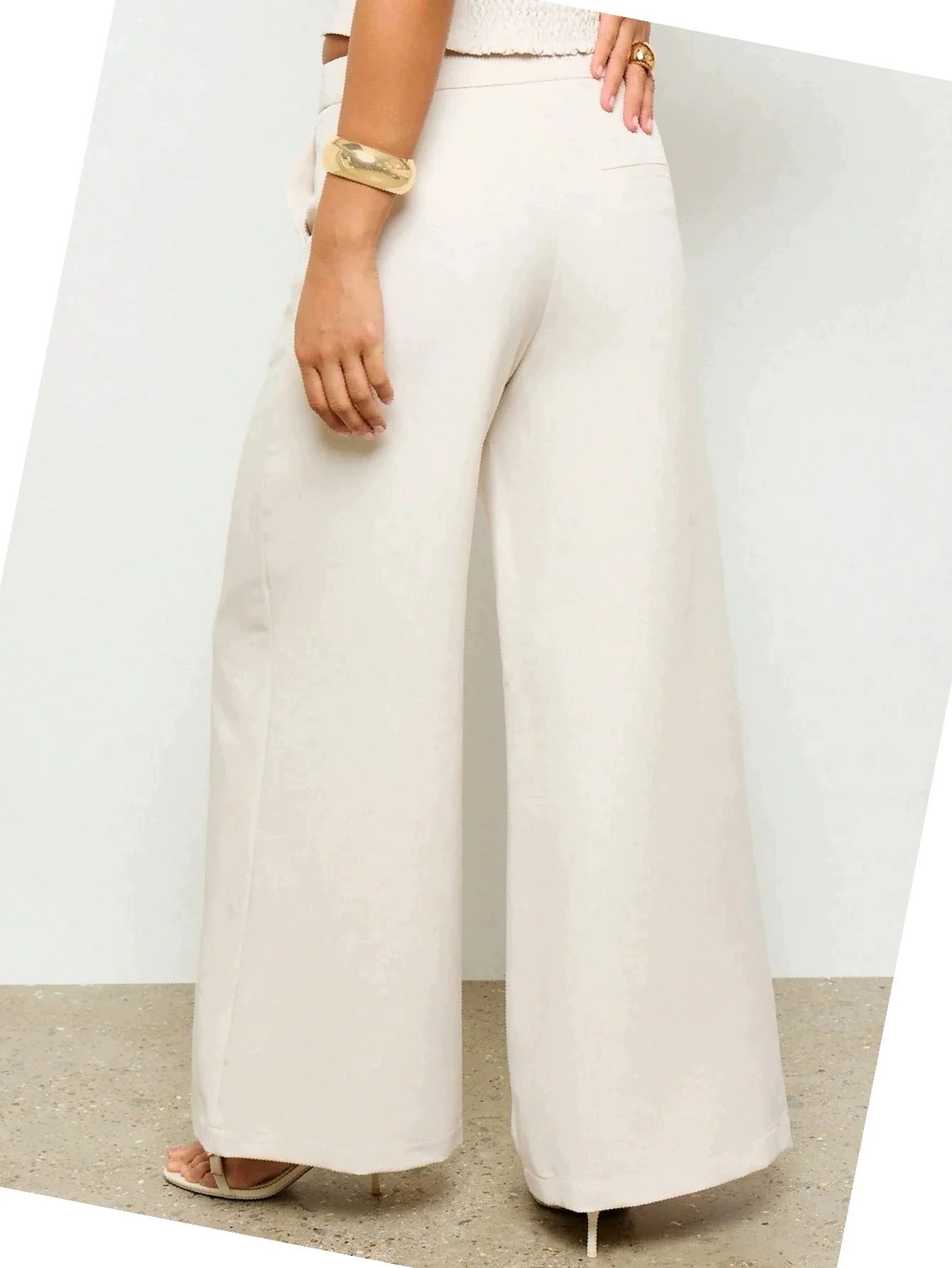 Vysoké kalhoty Krémové Výstupní Wide Leg Aiirz Dámské Xs 34