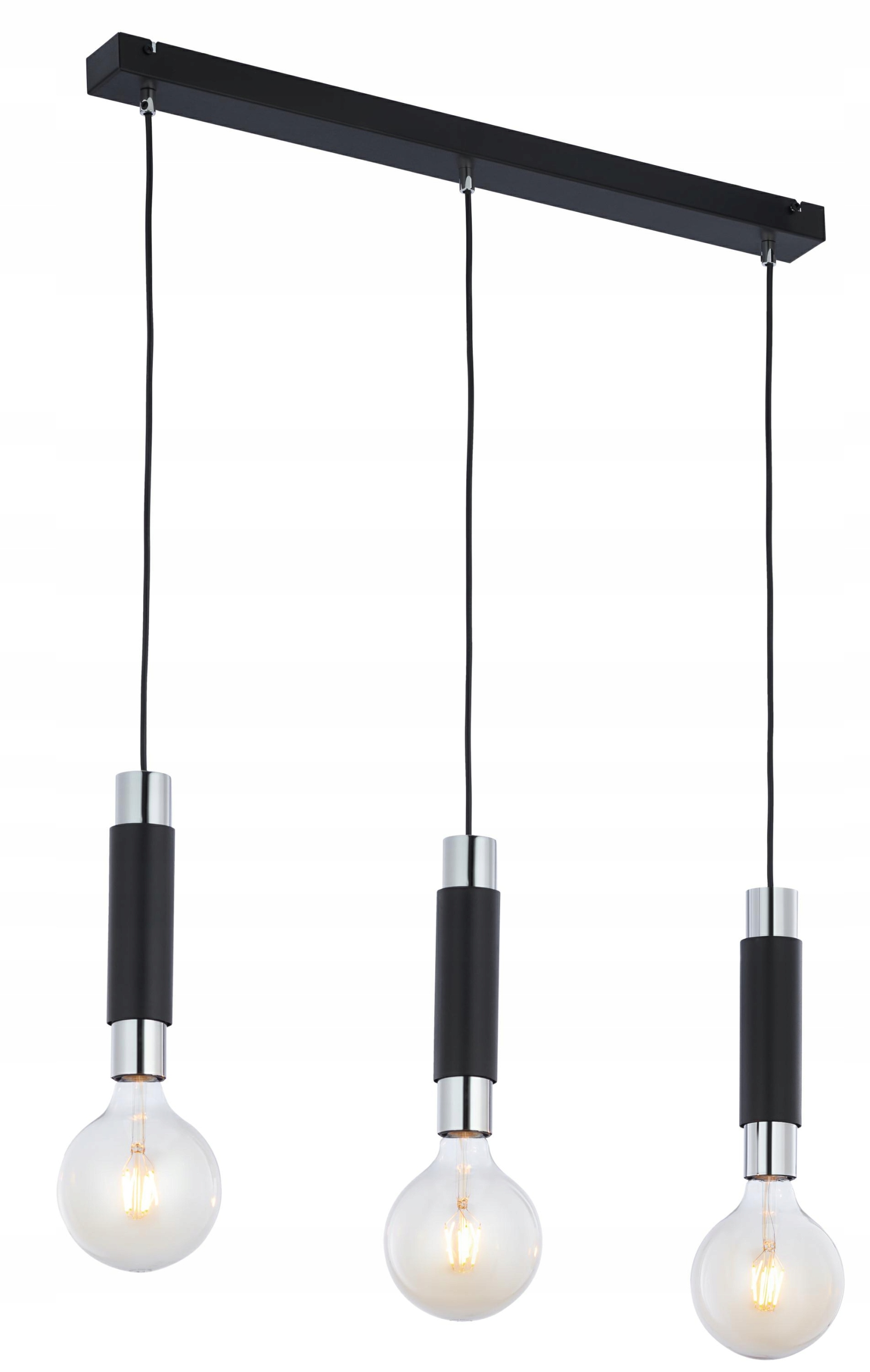 Závesná lampa Lile čierna strieborná 3xE27 Stropná lampa do obývačky Dom