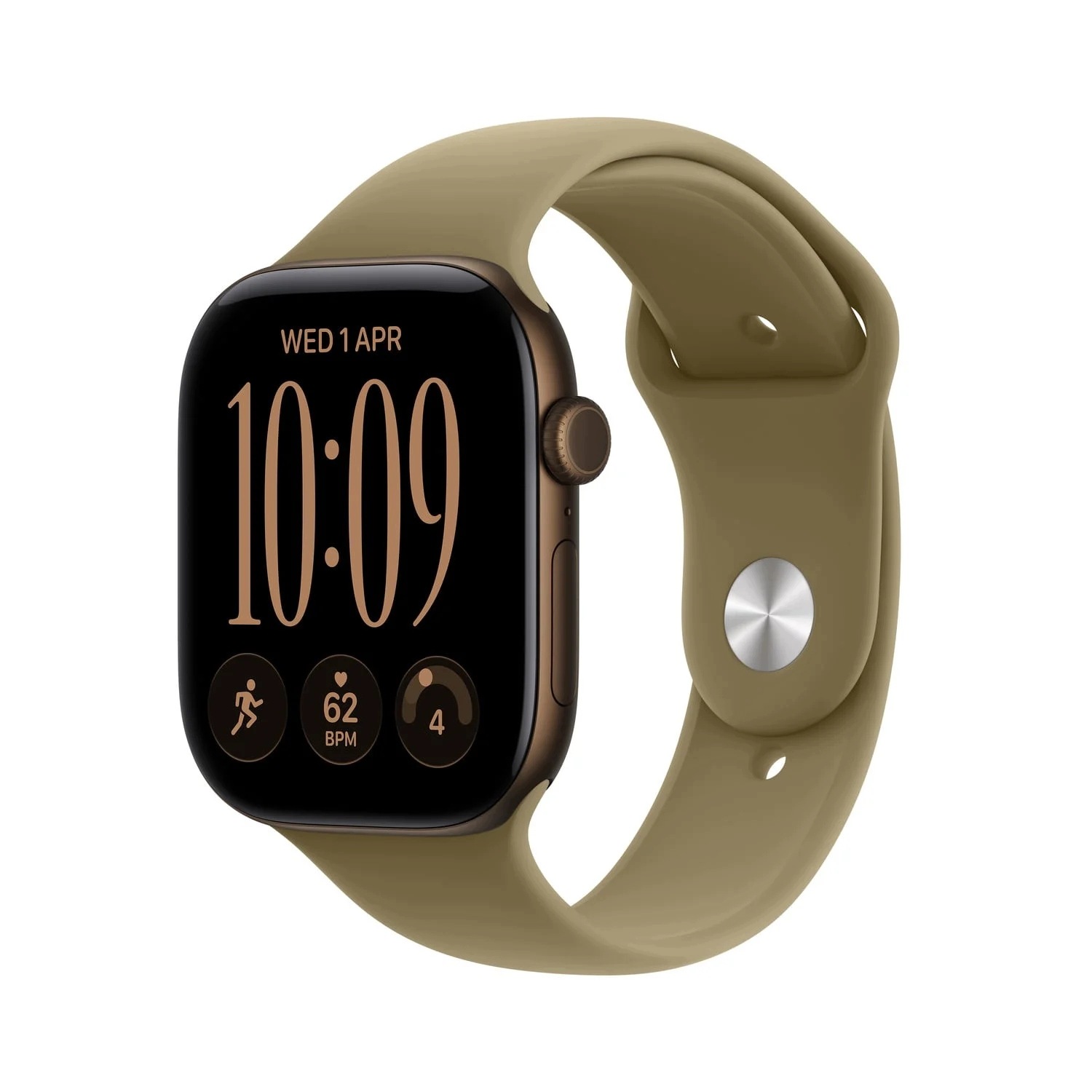 Apple Watch Series 12 Gps 46mm Alum Ciemny brąz Pasek sport Oliwka-S/M