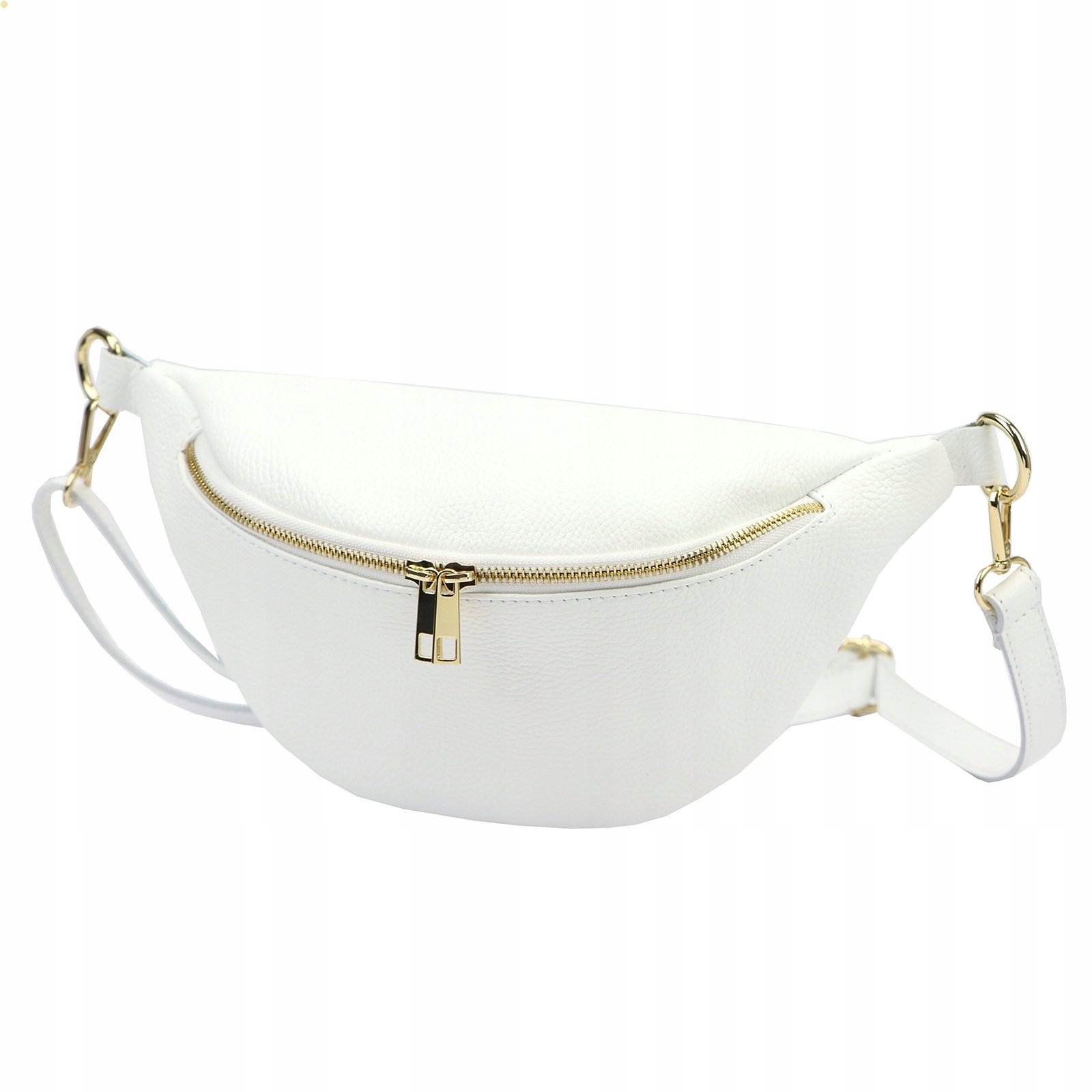 Dámská kožená kabelka Vera Pelle bílá – ledvinka kabelka přes rameno