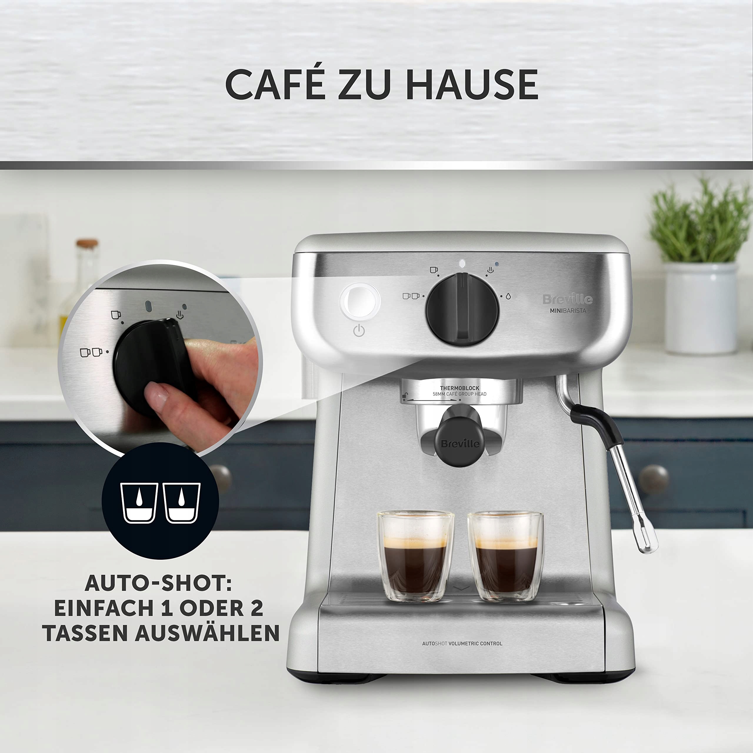 BREVILLE Barista Mini Ekspres Do Kawy 15 Bar 2L Stal Nierdzewna — miniatura 2