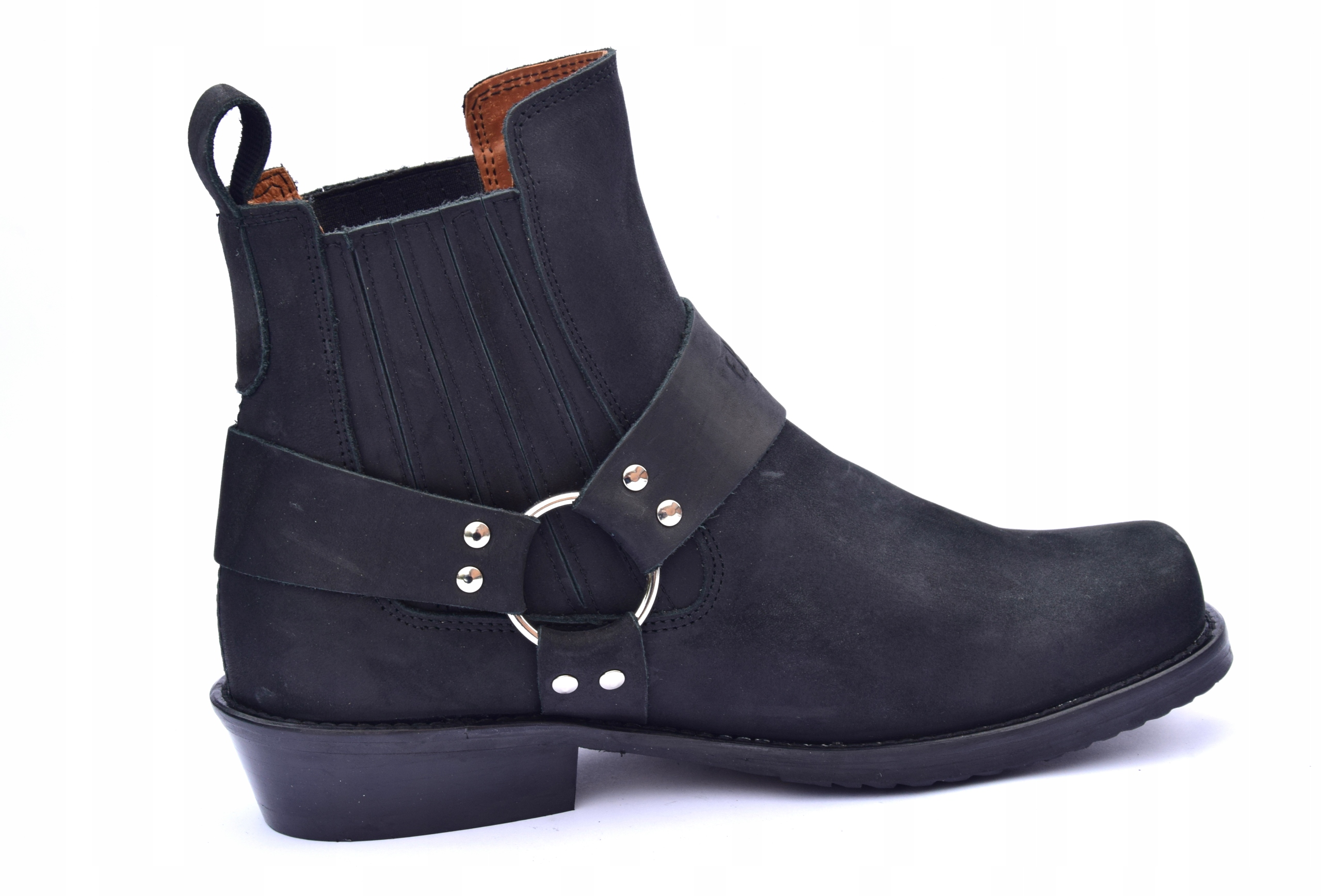 Kowbojki męskie skórzane z grubej skóry PL KST Zapięcie wsuwane