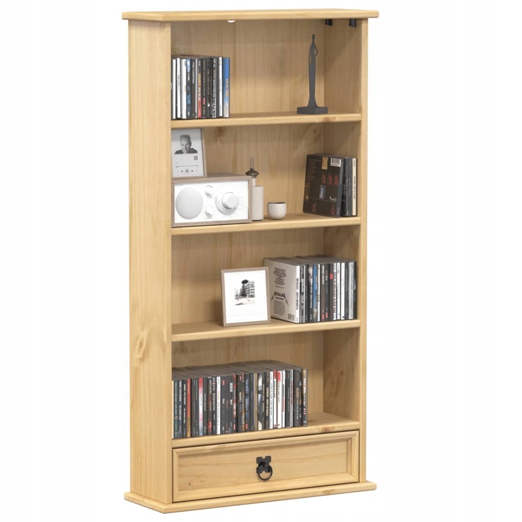 SZAFKA NA PŁYTY CD CORONA 52X17,5X103CM LITE DREWNO SOSNOWE