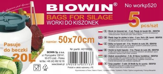 5x WORKI DO BECZEK 20L KISZENIA KAPUSTY BIOWIN Marka Biowin