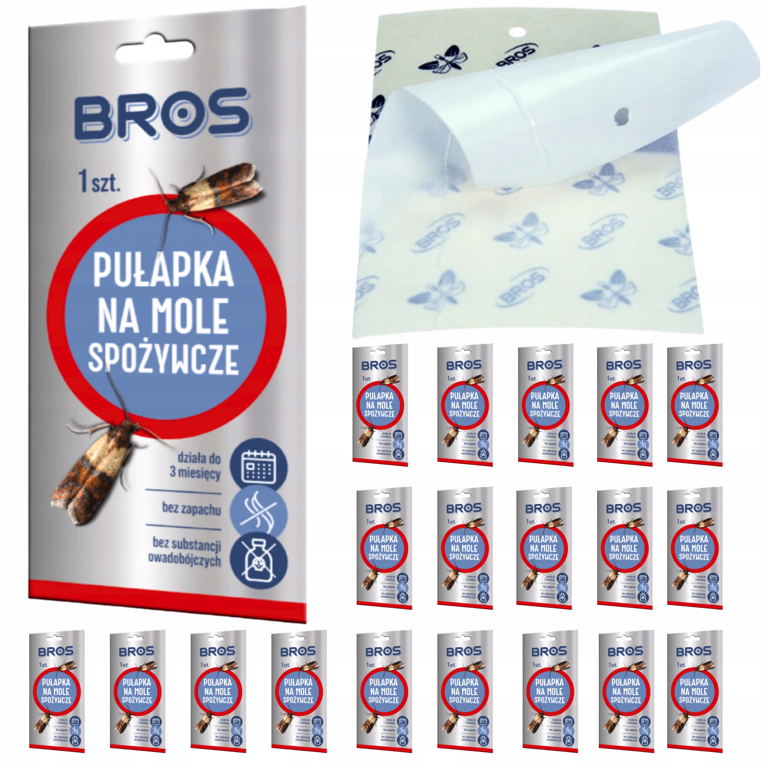Pułapka na Mole Spożywcze Bros Zestaw 20 sztuk Skuteczna Bezzapachowa