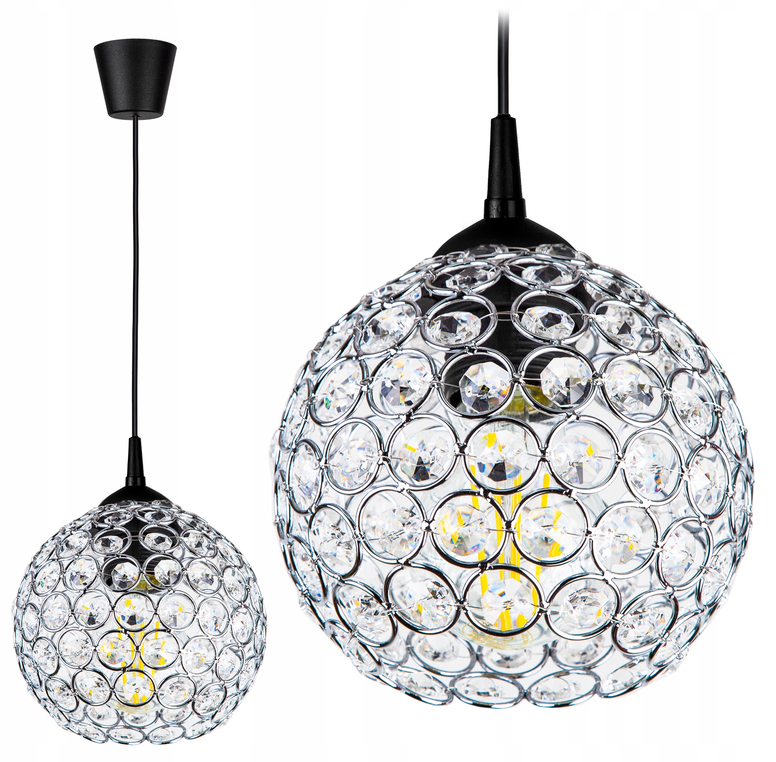 

Szklana Lampa Wisząca Sufitowa Żyrandol Kula Led