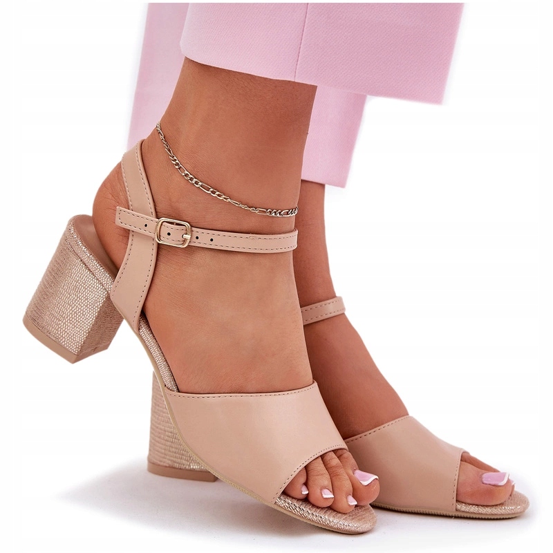 Dámské Sandály Podpatek Sloupek Eko Kůže Vinceza 20275 Béžová 37