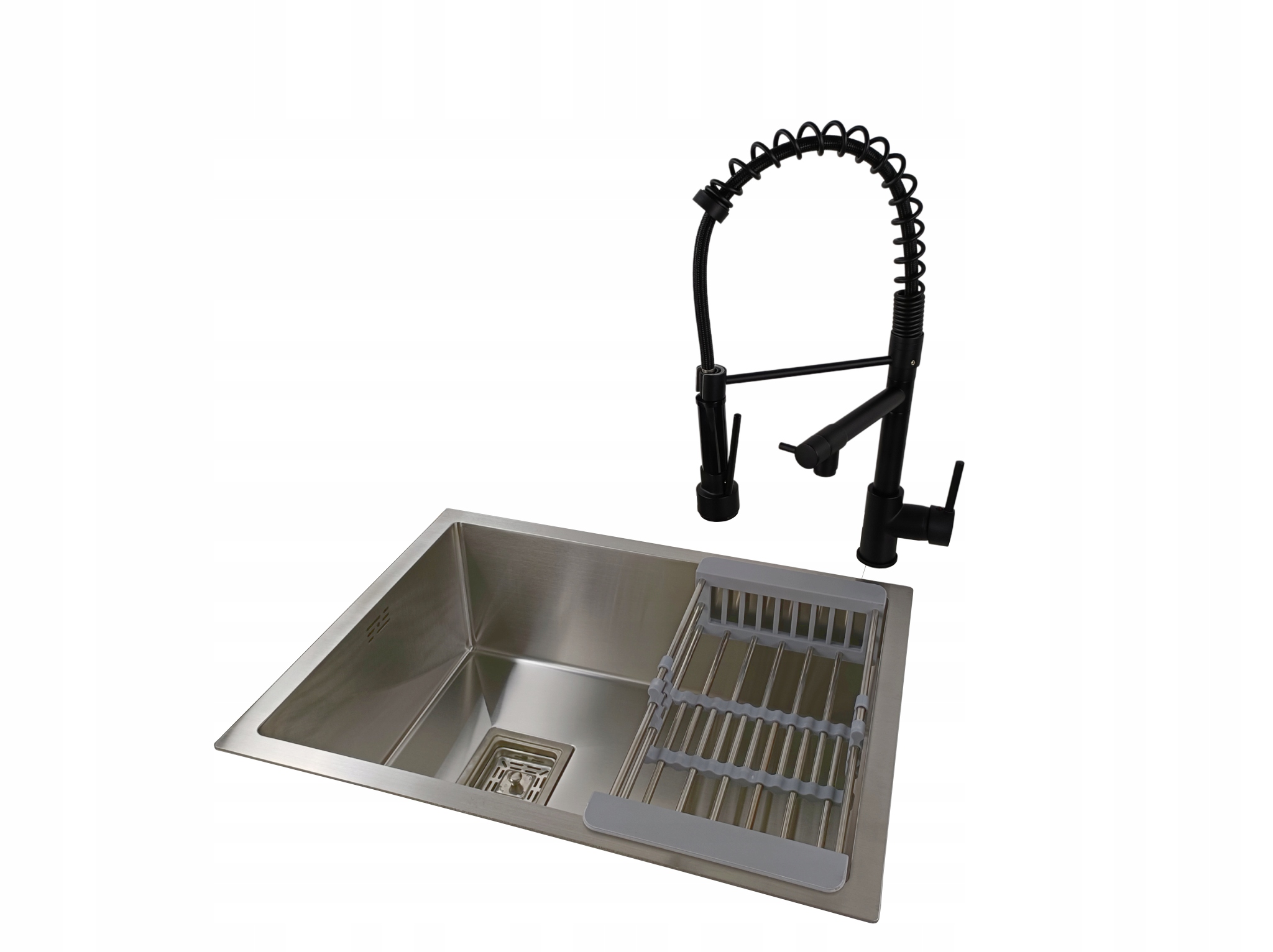 Nerezový jednodřez s kartáčovaným povrchem baterie, sifon