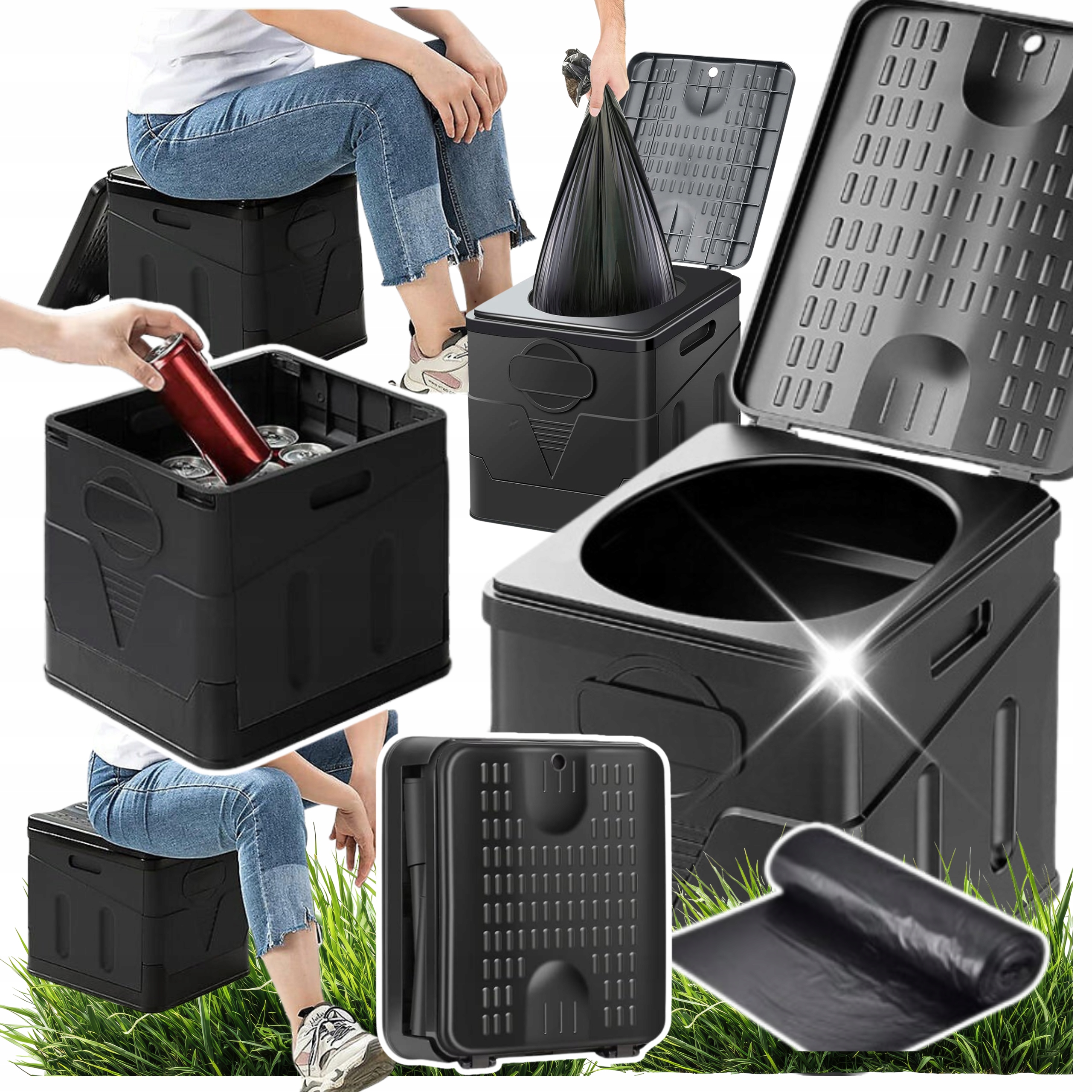 Toaleta Turystyczna Przenośna Składana Biwakowa Wc Duży Stołek Skrzynka