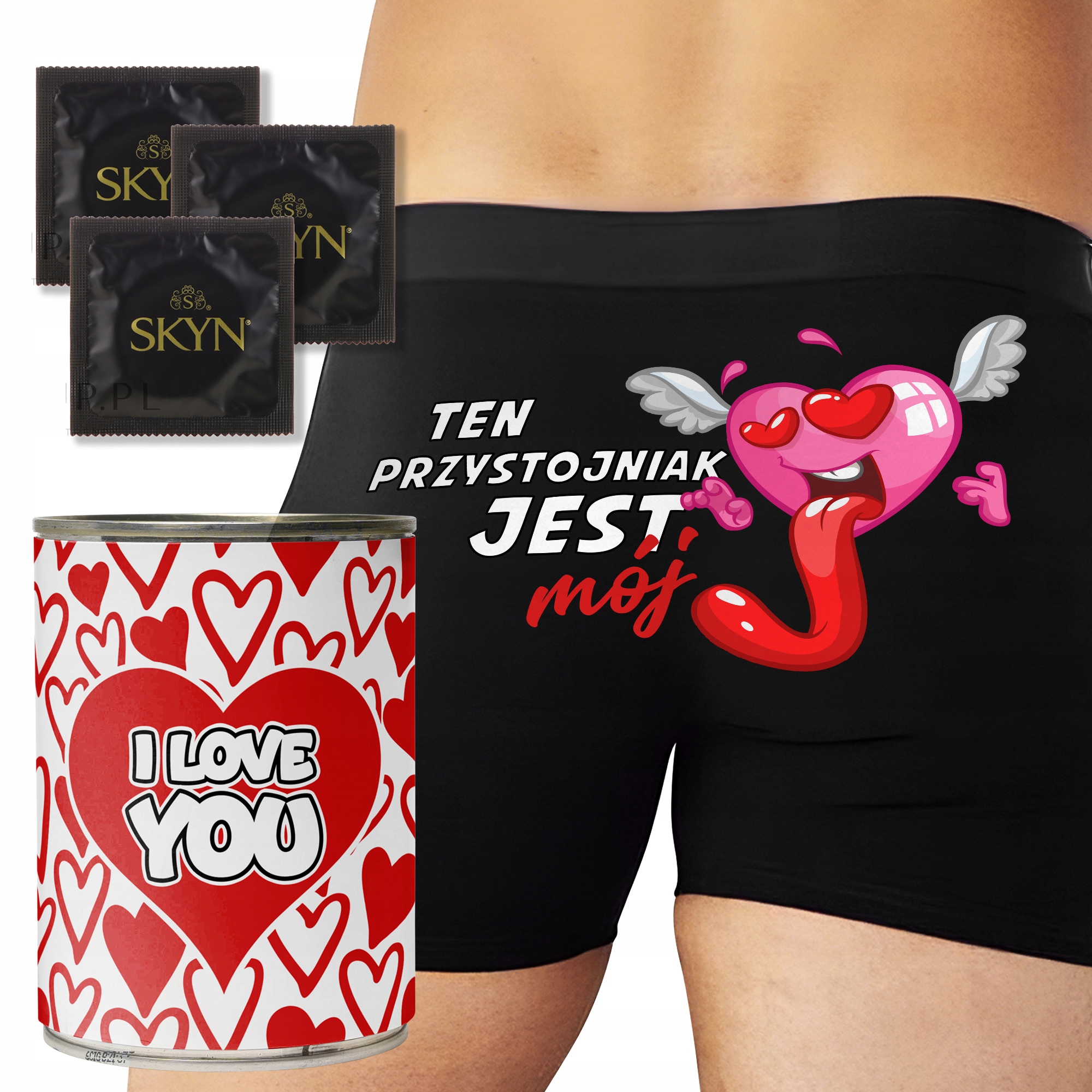 Plechovka Boxerky Černé L Kondomy Ten Přízrak Je Můj I Love You