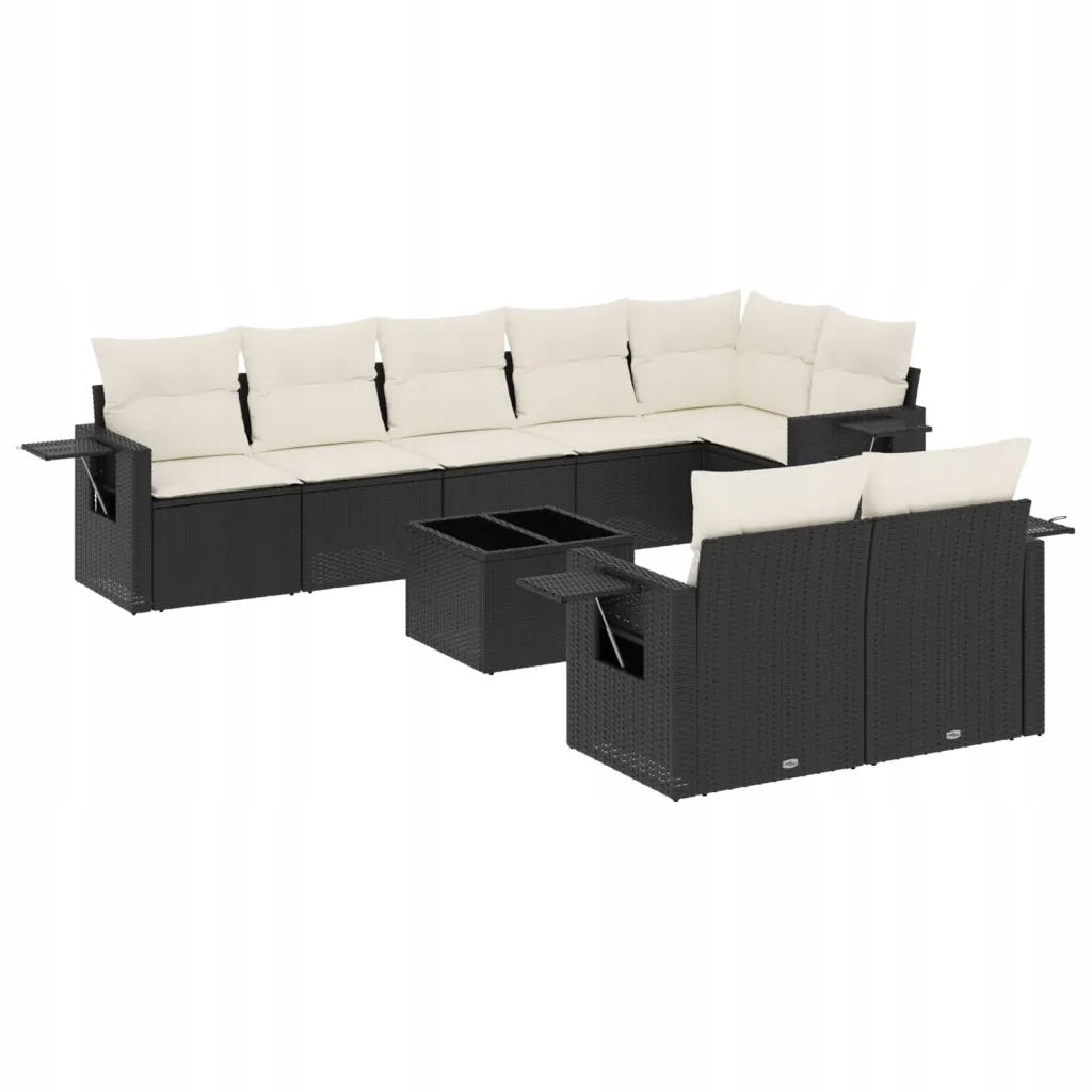 Set zahradního nábytku VidaXL technorattan vidaXL černý 9 el.