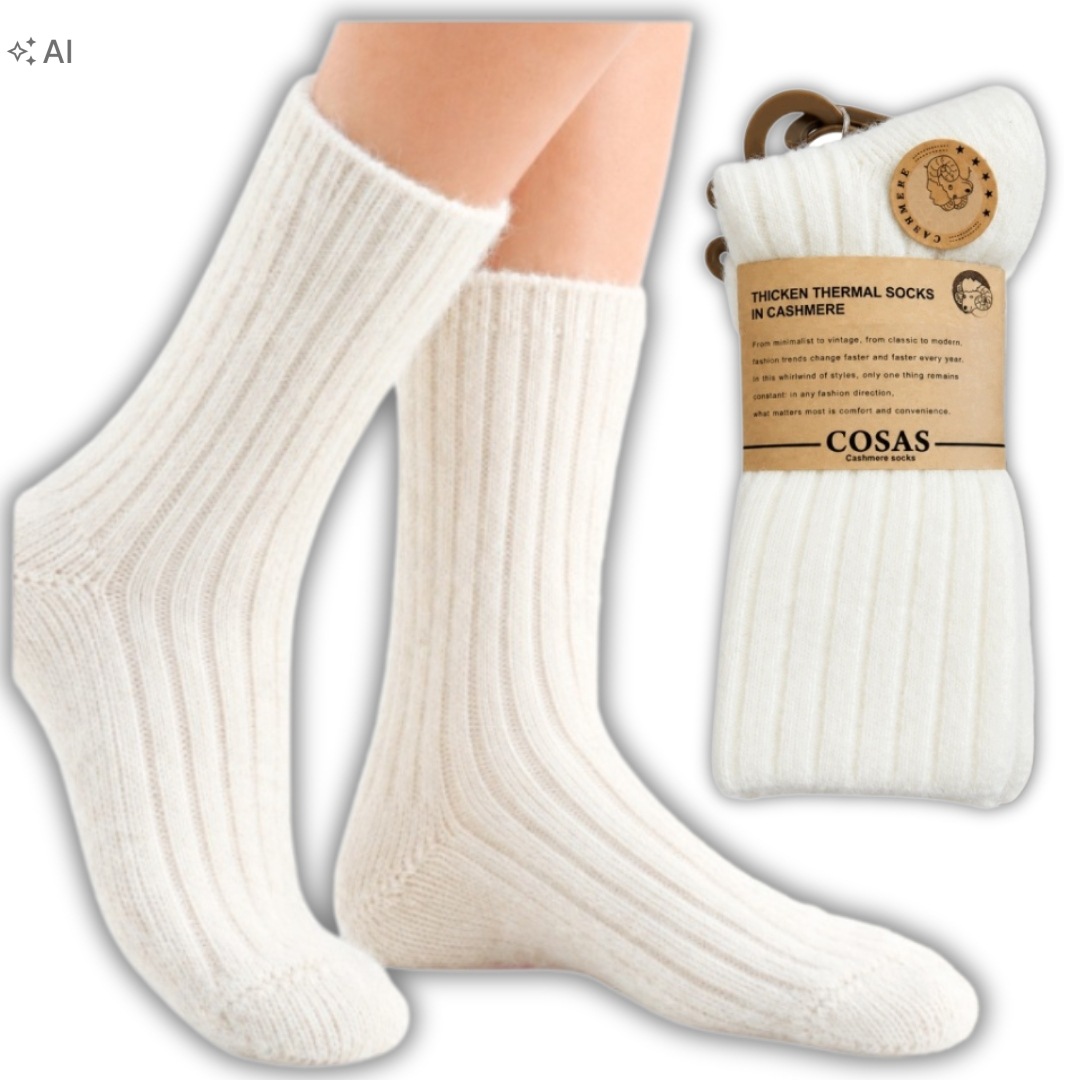 4x Ponožky Kašmírové ponožky elegantní zimní, Vlněné, 35-38 Béžové