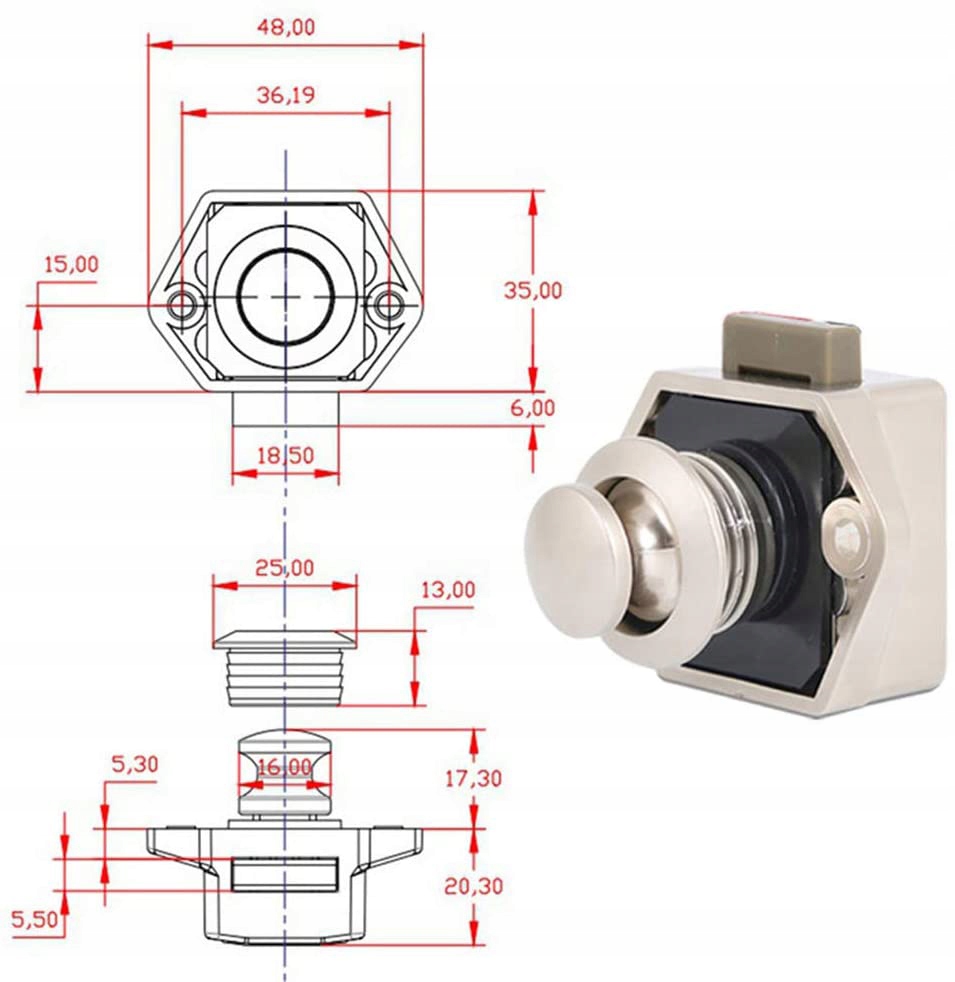 10 ZAMEK ZATRZASKOWY WCISKANY DO KAMPERA PRZYCZEPY Szerokość 1 mm