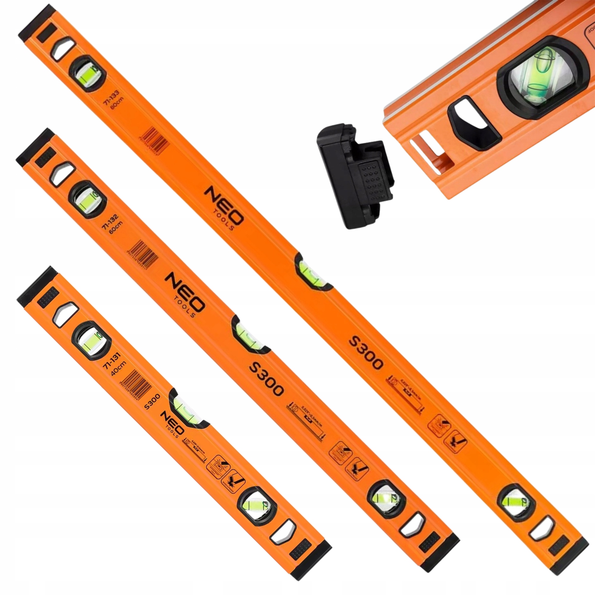 Zestaw Poziomnic Aluminiowych 3 szt. Poziomnica 40/60/80 cm Neo Tools