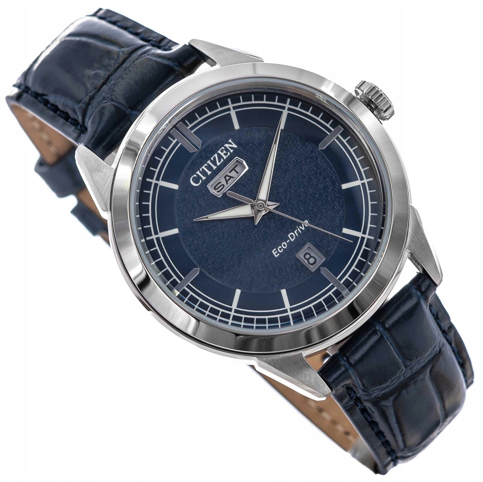 Męski Zegarek Citizen AW0151-00L Eco-drive Leather Granatowy Na Pasku Solar