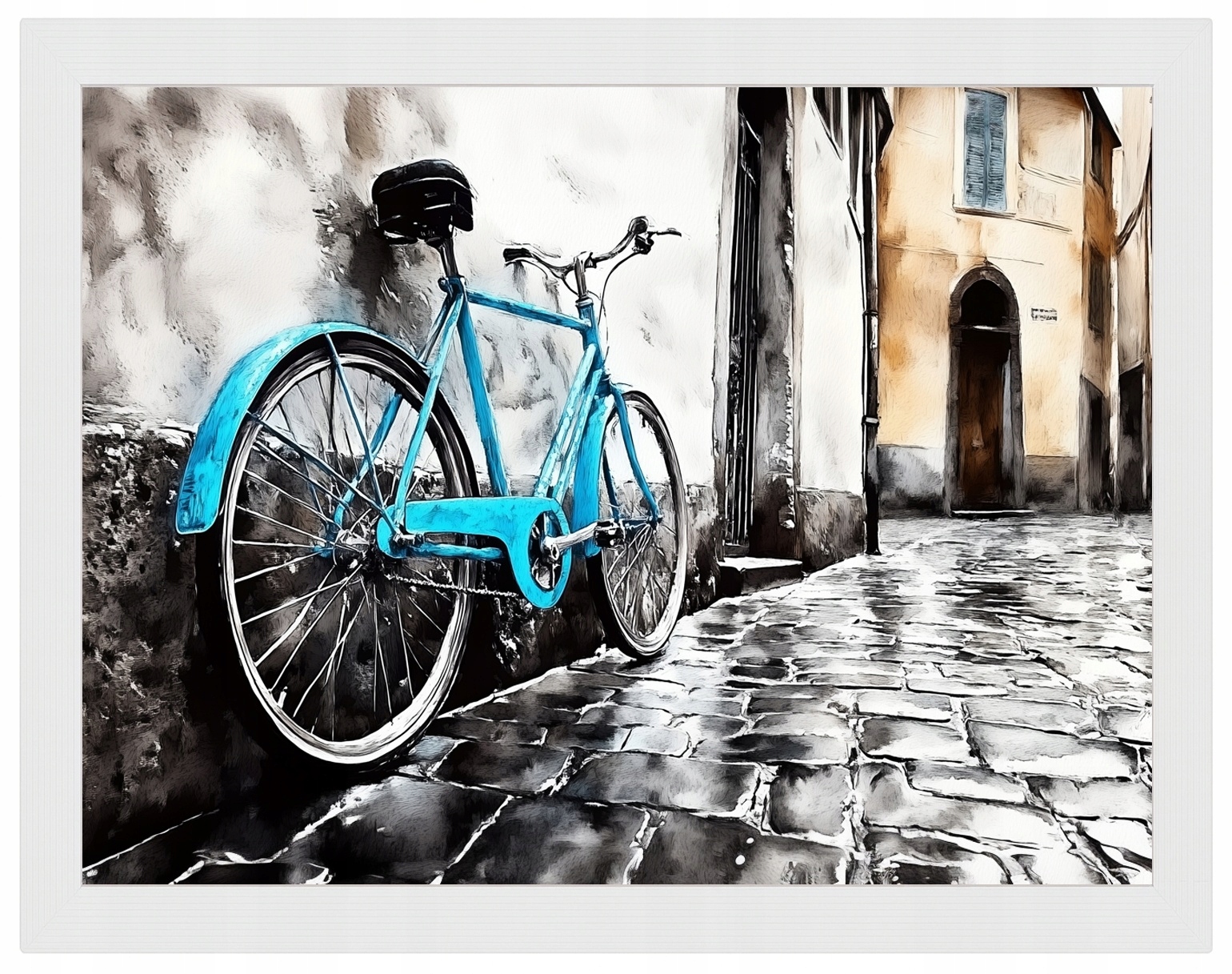 Plakát Rámeček Dřevo Kolo Itálie Staré Město Vintage 80x60
