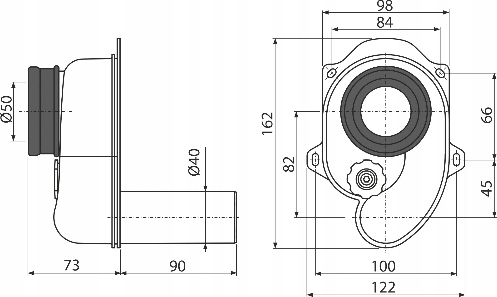 Syfon pisuarowy poziomy DN40 Rodzaj Inny
