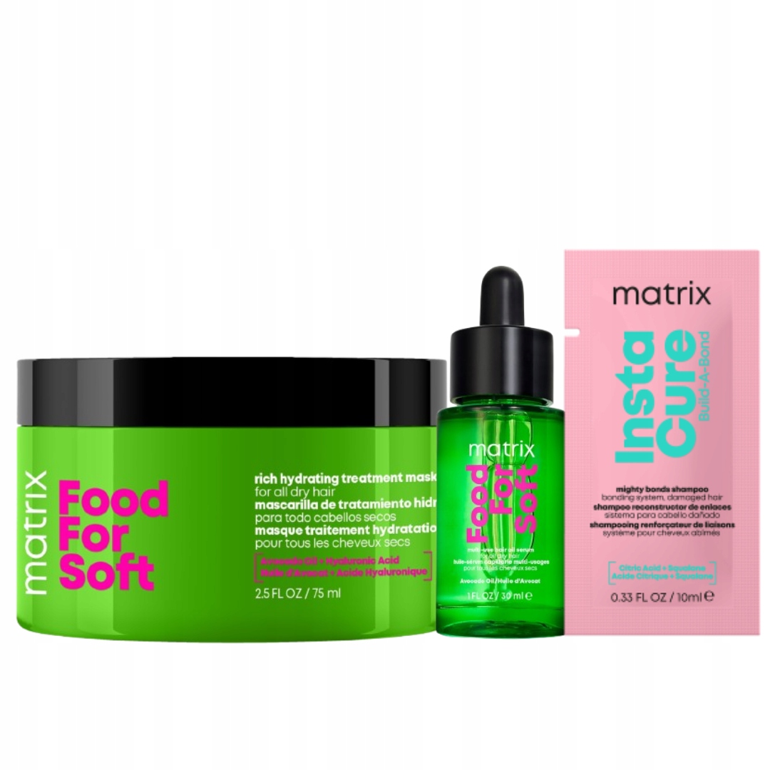 Matrix Food For Soft Nawilżająca maska, olejek z awokado do włosów suchych