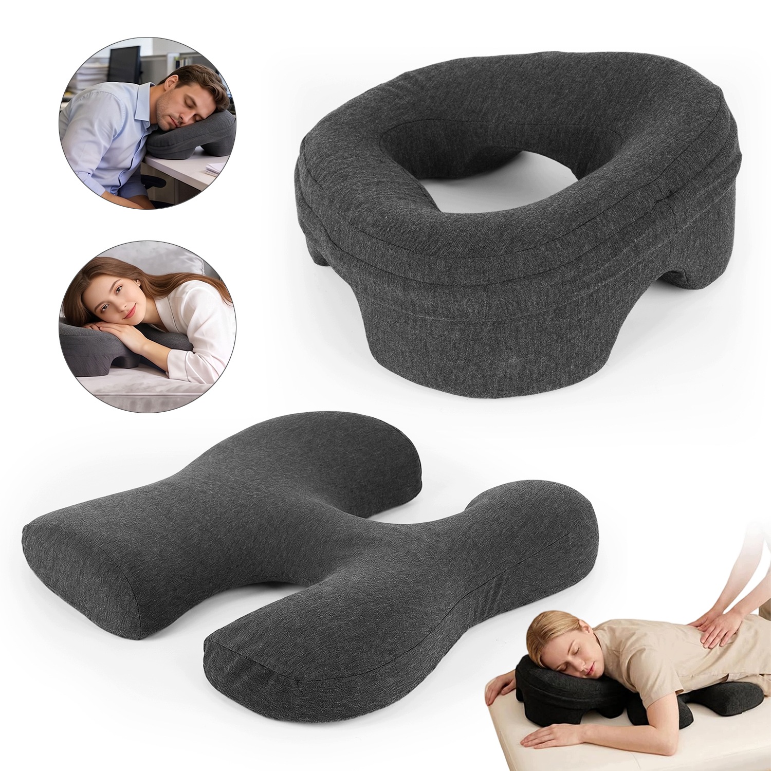 Ergonomická Masážní Opěrka Hlavy 32 CM, Polštář Pro Masáž Obličeje S Otvorem