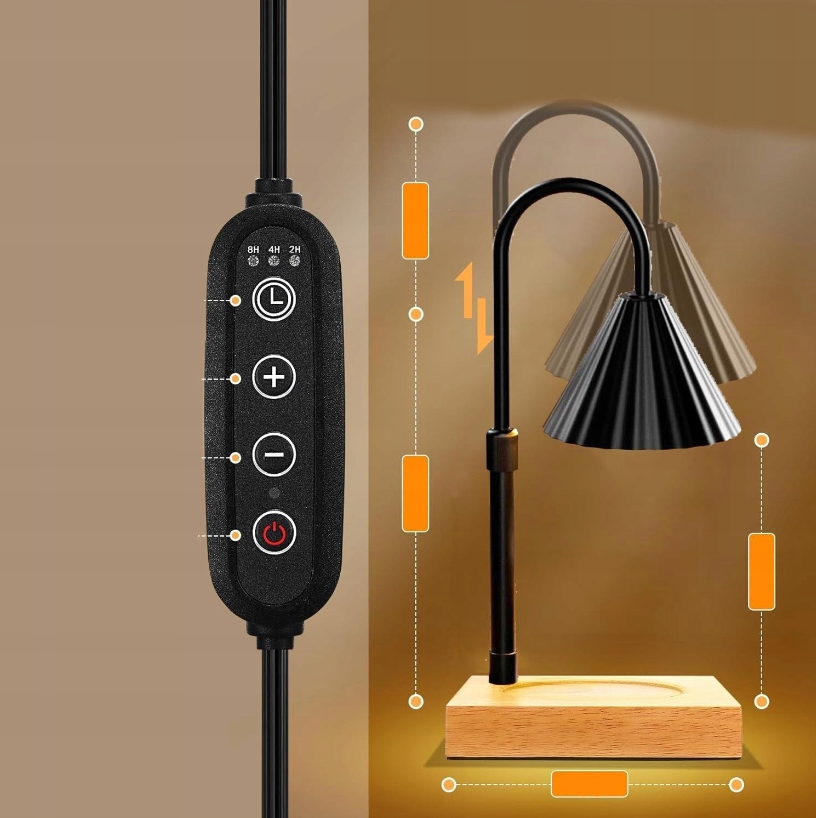 PODGRZEWACZ ŚWIEC ELEKTRYCZNA LAMPKA ZAPACHOWA Z TIMEREM PODGRZEWA ŚWIECE Wysokość produktu 37 cm