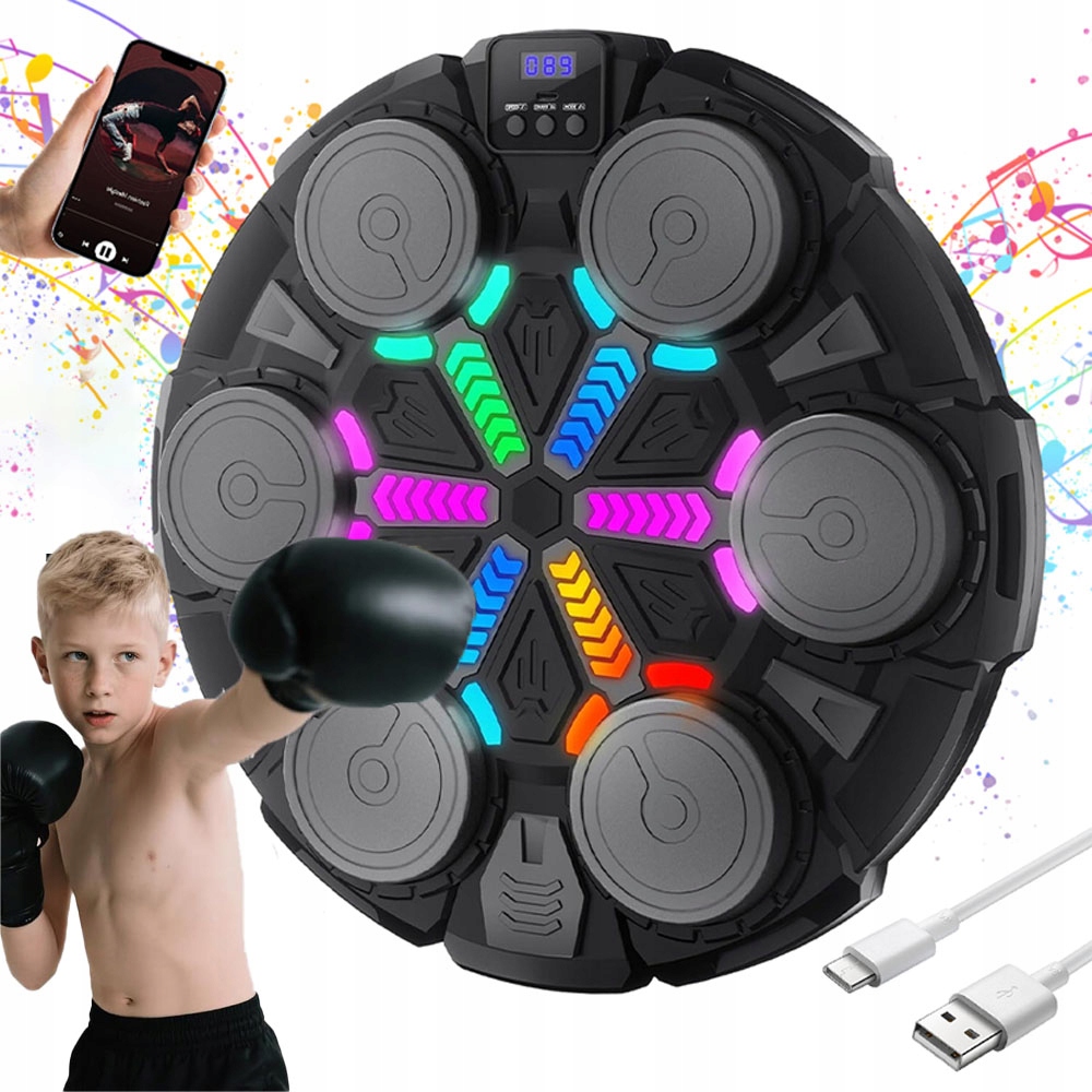 Bluetooth Led hudební boxovací stroj s dynamickým světlem a rukavicemi a hudbou