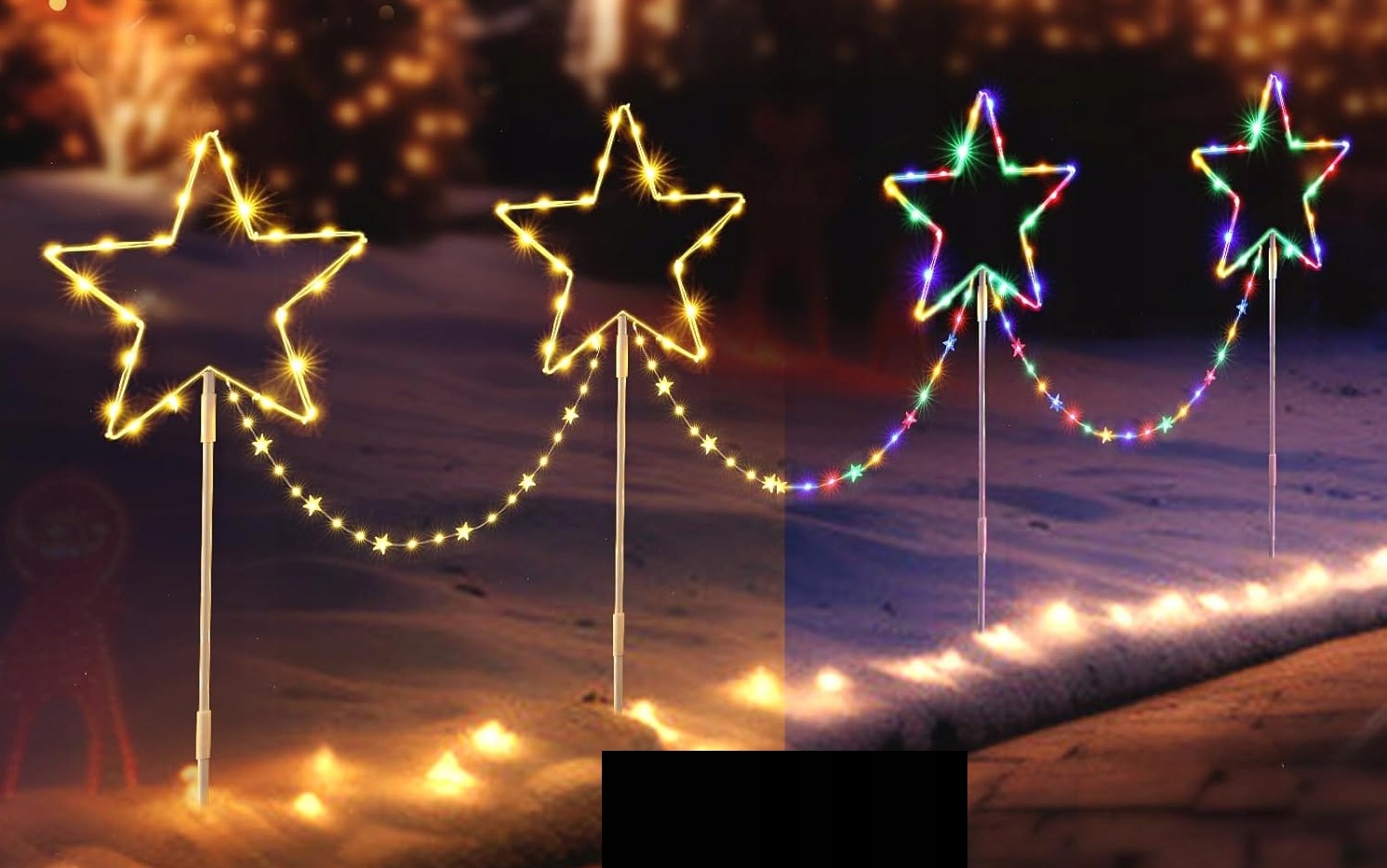 Led záhradné lampy vianočné hviezdičky Quntis 4 ks