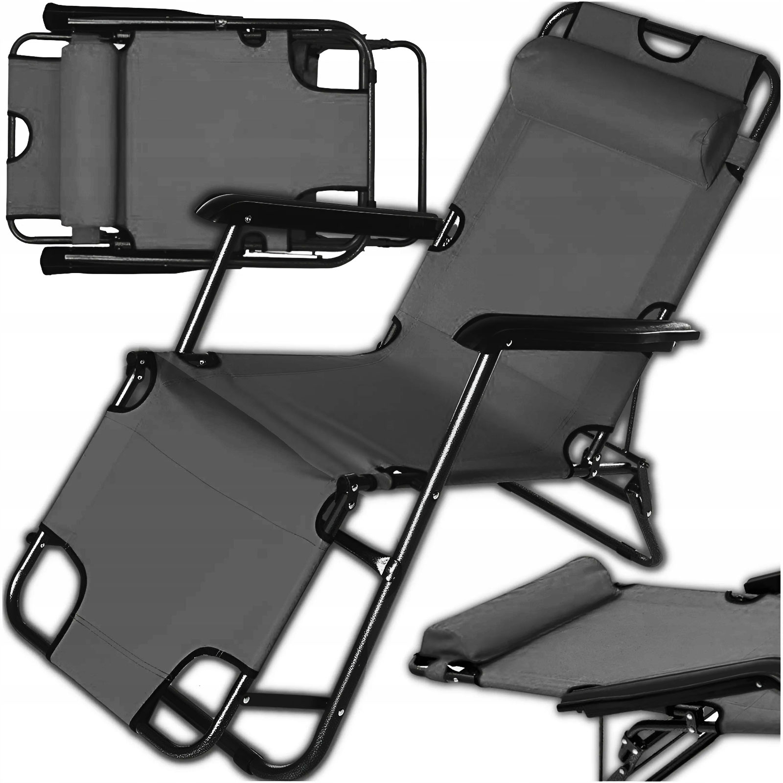 Leżak Ogrodowy Krzesło Na Balkon Ogród Fotel Plażowy Regulacja Zagłówek