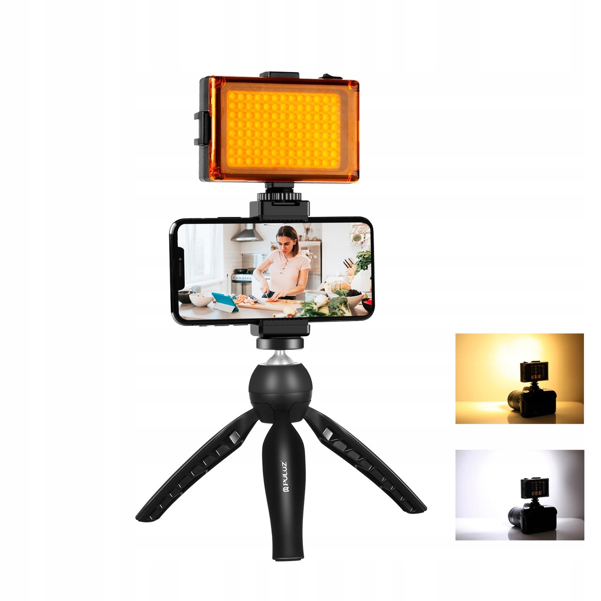 Zestaw do nagrywania live Puluz statyw lampa Led klamra na telefon PKT3