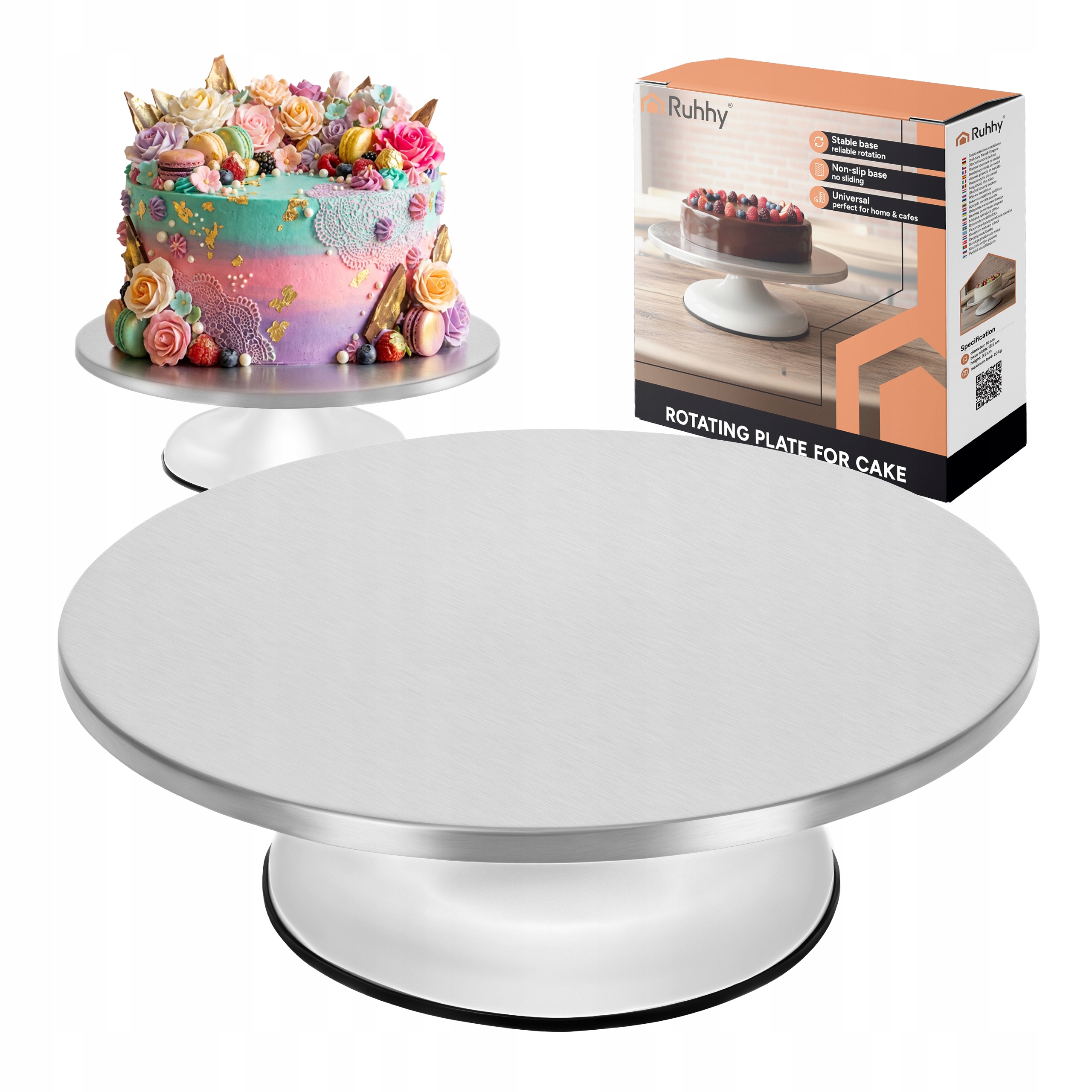 Patera Obrotowa na Tort Ciasto Talerz 30cm do Tortu Obrotowy Metalowa 20kg
