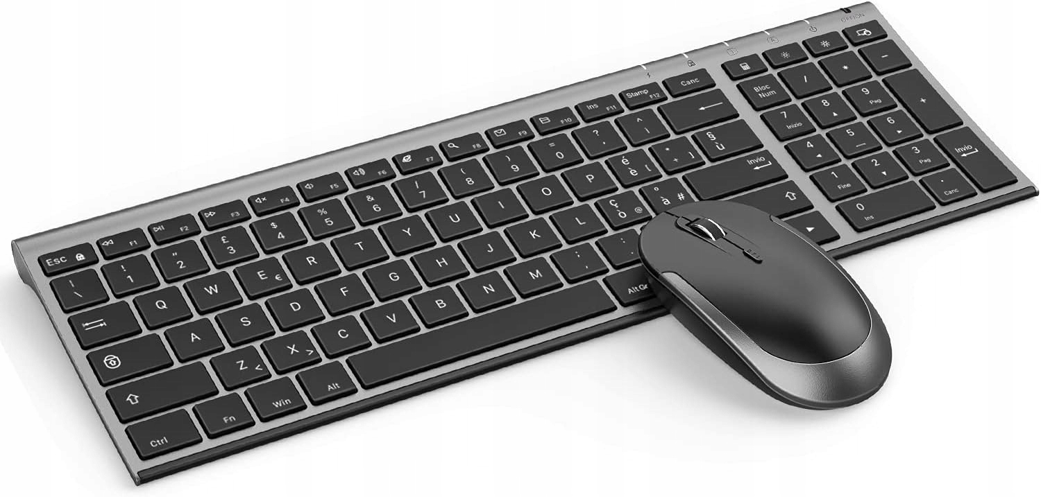 Bezdrátová Klávesnice Usb 2.4 G Tmavě Šedá Qwerty Italská Myš