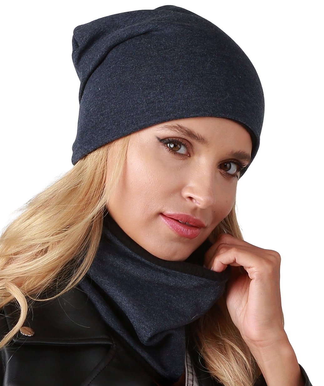 

Jeans Komplet Czapka komin bawełna na polarze B3