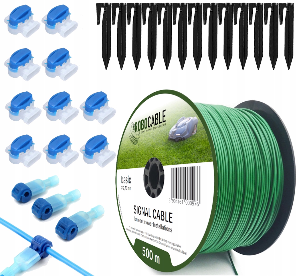 Kabel pro omezení robotické sekačky Sada 500 m Robocable kolíky