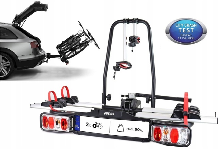 AMiO-02585 Bagażnik rowerowy na hak uchwyt dla 2 rowerów elektrycznych