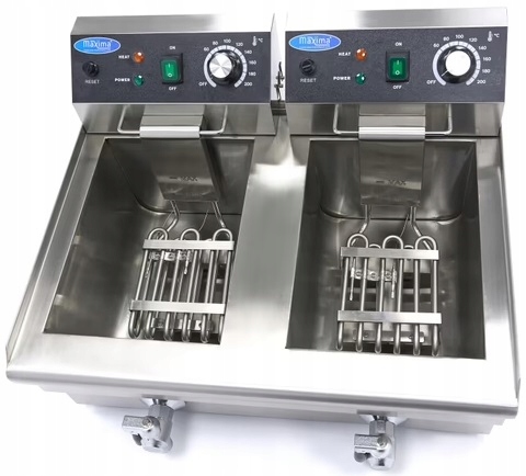 Frytkownica gastronomiczna podwójna z kranem 2x10L 6000W Maxima 09365229