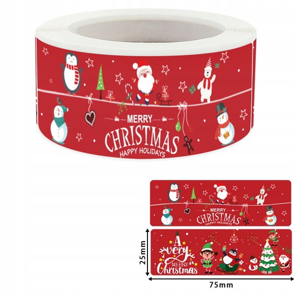 Naklejki Ozdobne Merry Christmas 7,5x2,5cm 5 szt.