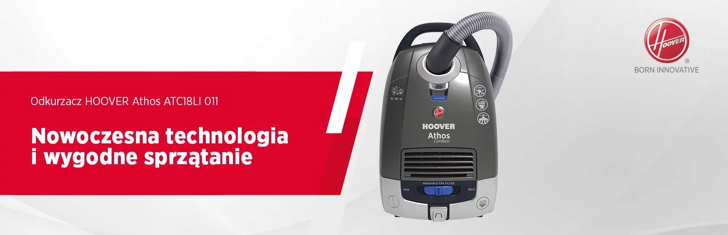 Odkurzacz Bezprzewodowy Hoover Athos ATC18LI 011 Załączone wyposażenie SSAWKA DO DYWANÓW SSAWKA PARKIETOWA SSAWKA SZCZELINOWA SZCZOTKA PANELOWA SZCZOTKA UNIWERSALNA