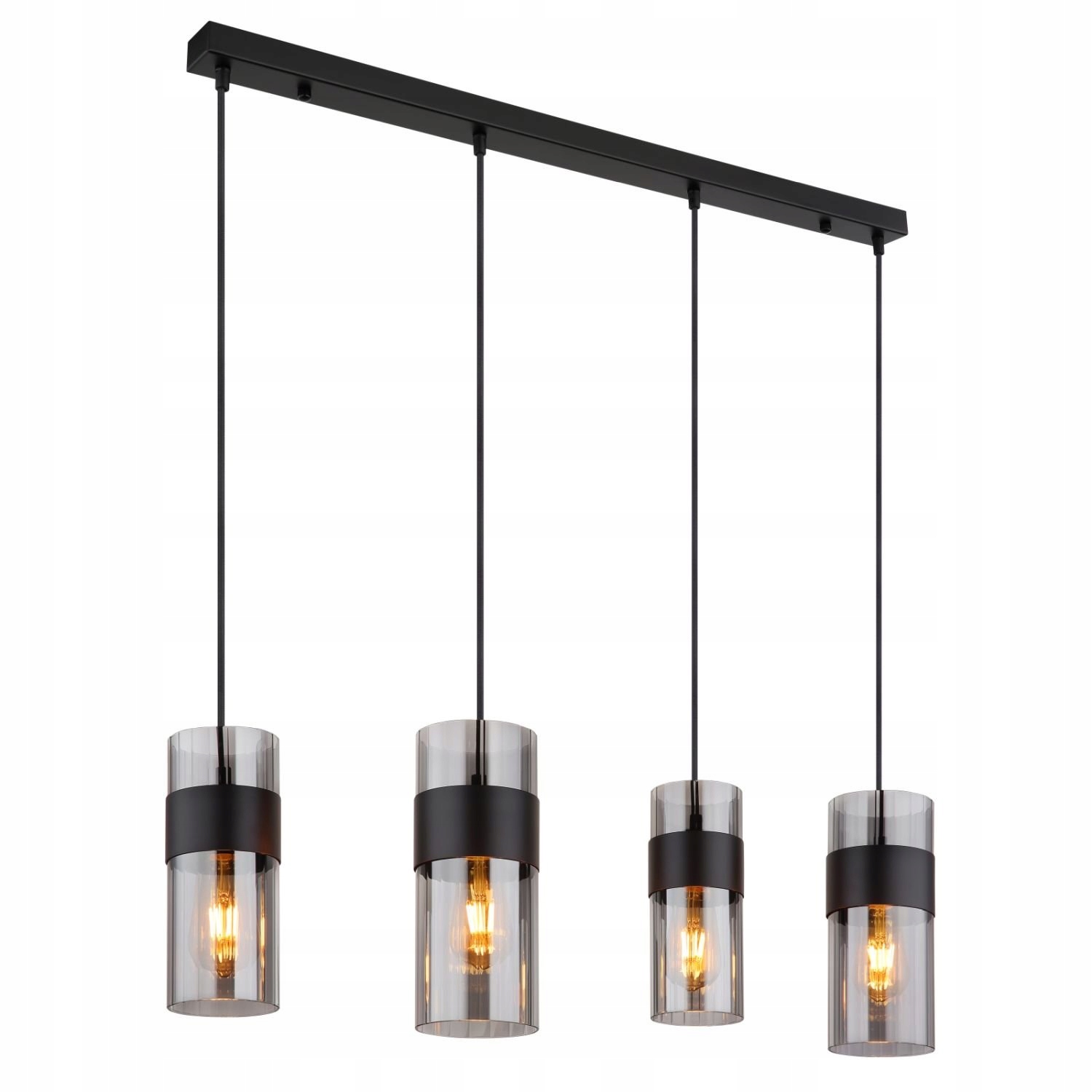 Globo Scarfina 15718-4 závesná lampa 4xE27 čierne dymové sklo 92 cm