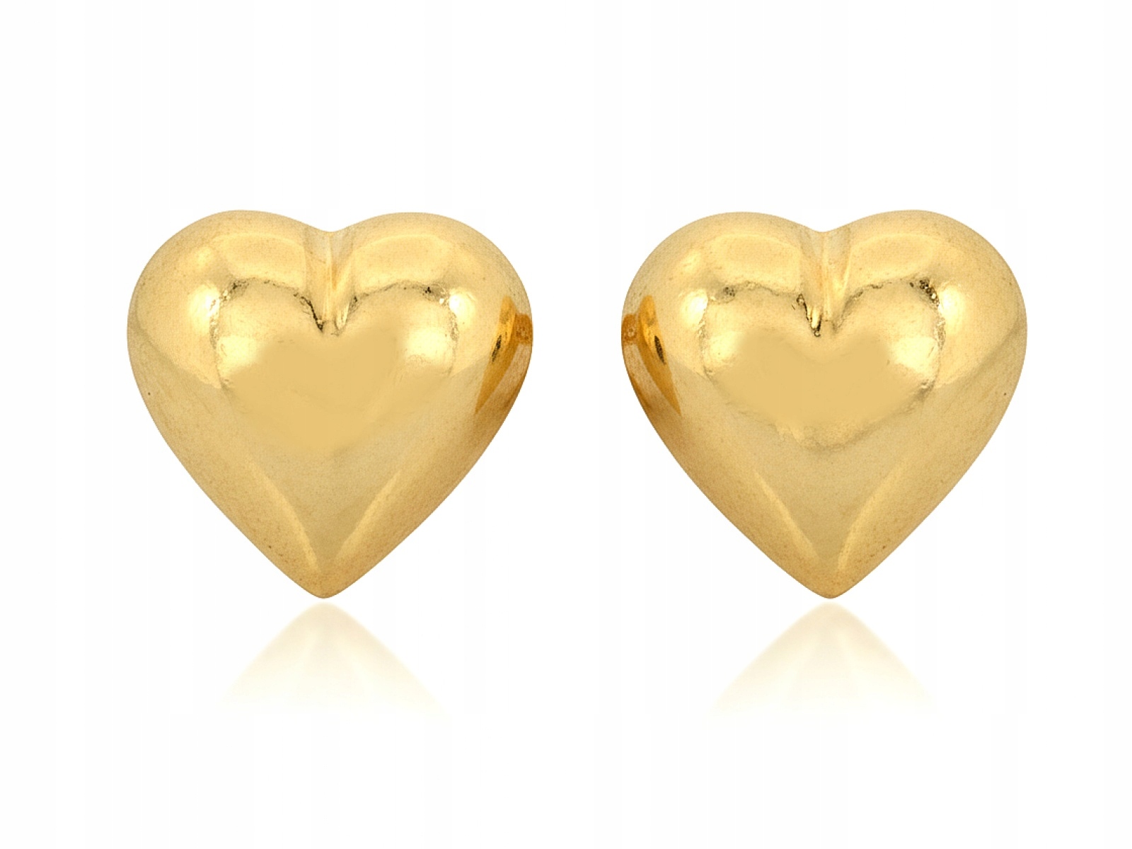 Ženské Náušnice Zlaté 585 zlaté s hladkým srdcem, ideální pro ni